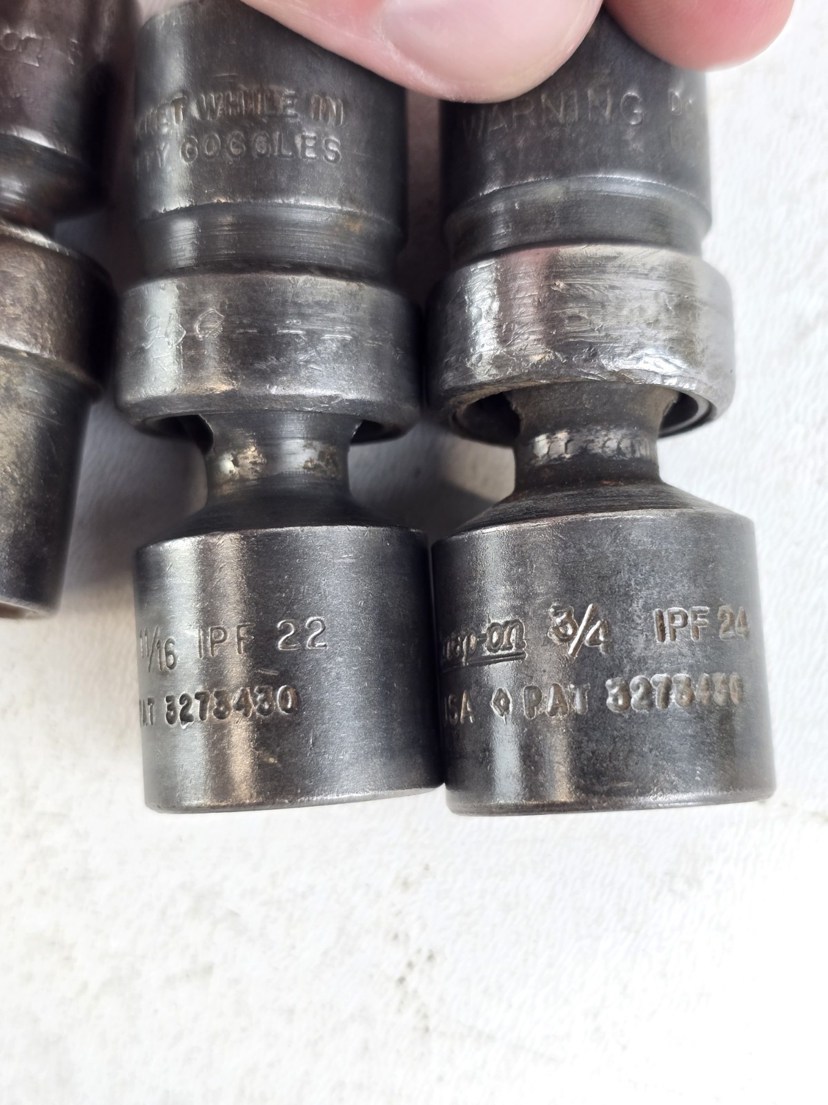 Snap On IPF IMBF 7 pc. 3/8 in Drive 3/8″-3/4″ Impact Swivel Socket Set USA