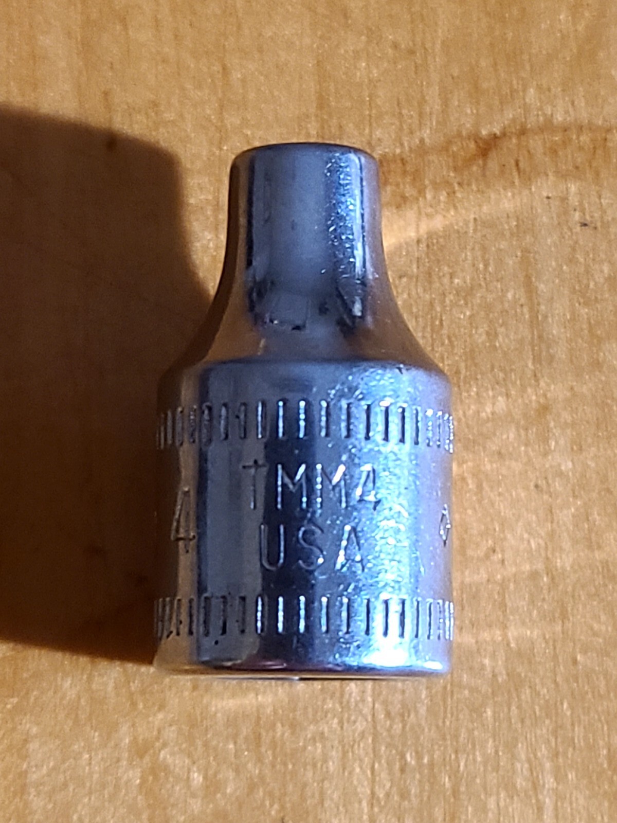 Snap On Tools 1/4” Drive 4MM 6 Point Metric Shallow Chrome Socket TMM4 USA VTG