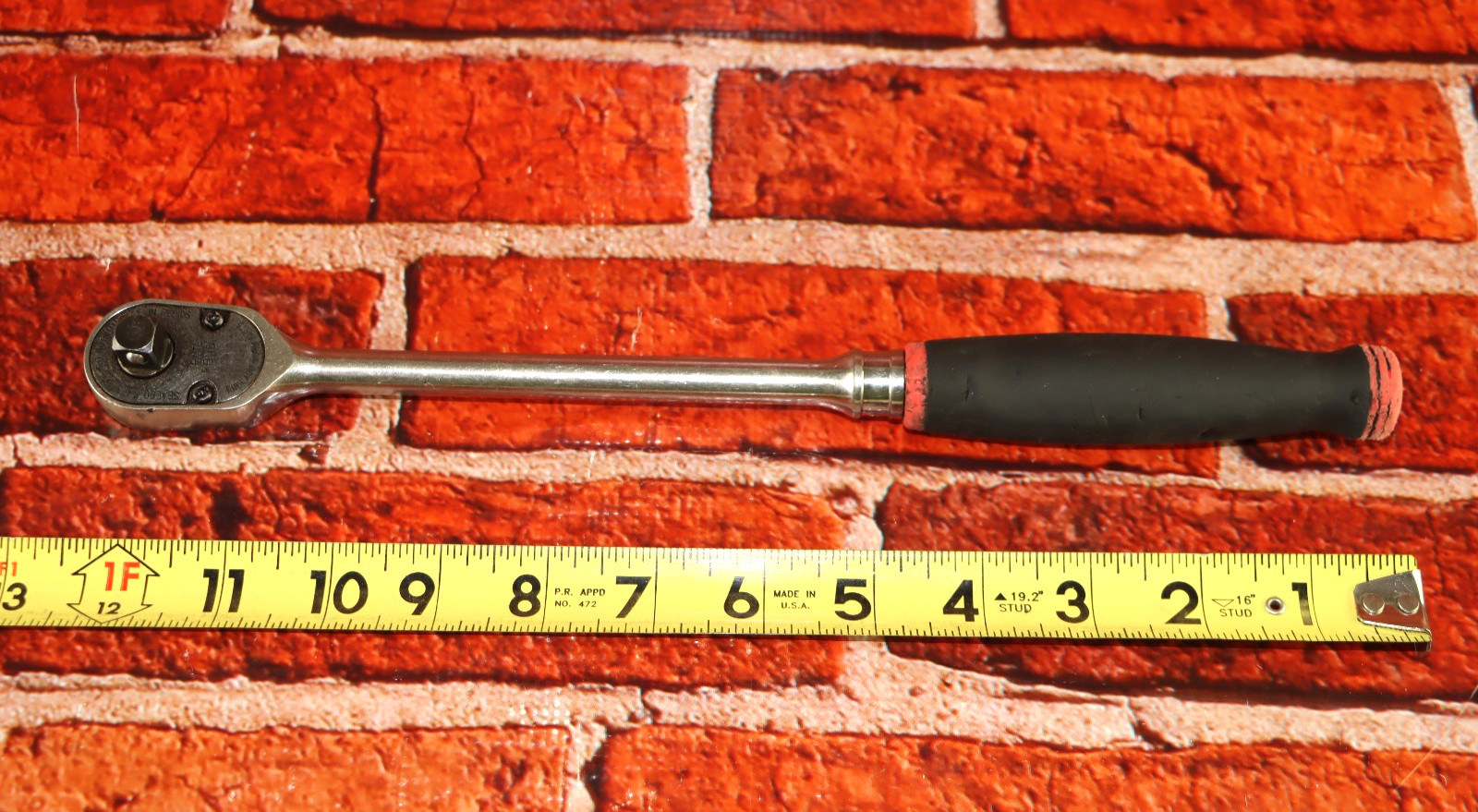Snap-on Tools USA 3/8″ Drive RED Soft Grip LONG Fixed Head Ratchet FHL80