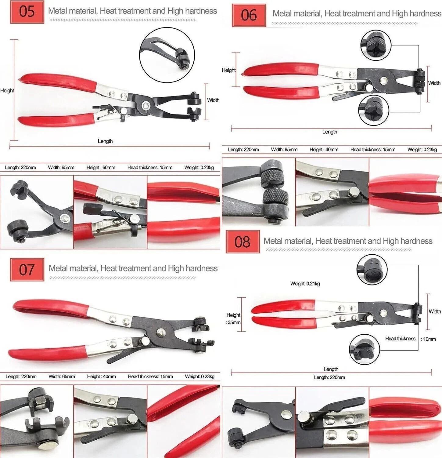 9Pc Hose Clamp Clip Remover Pliers Wire Long Reach Kit Fuel Oil Water Hose Tool