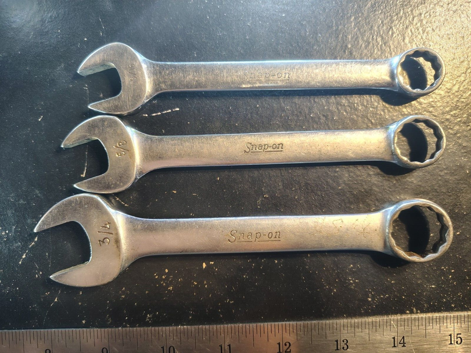 3-Snap On 12 Point Short Combination Wrench OEX-180 9/16 OEX-200 5/8 OEX-240 3/4