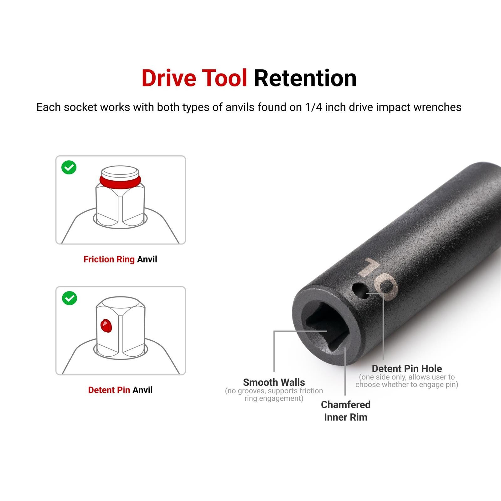 Tekton SID90403 1/4″ Drive 6-Point Impact Socket Set, 61-Piece
