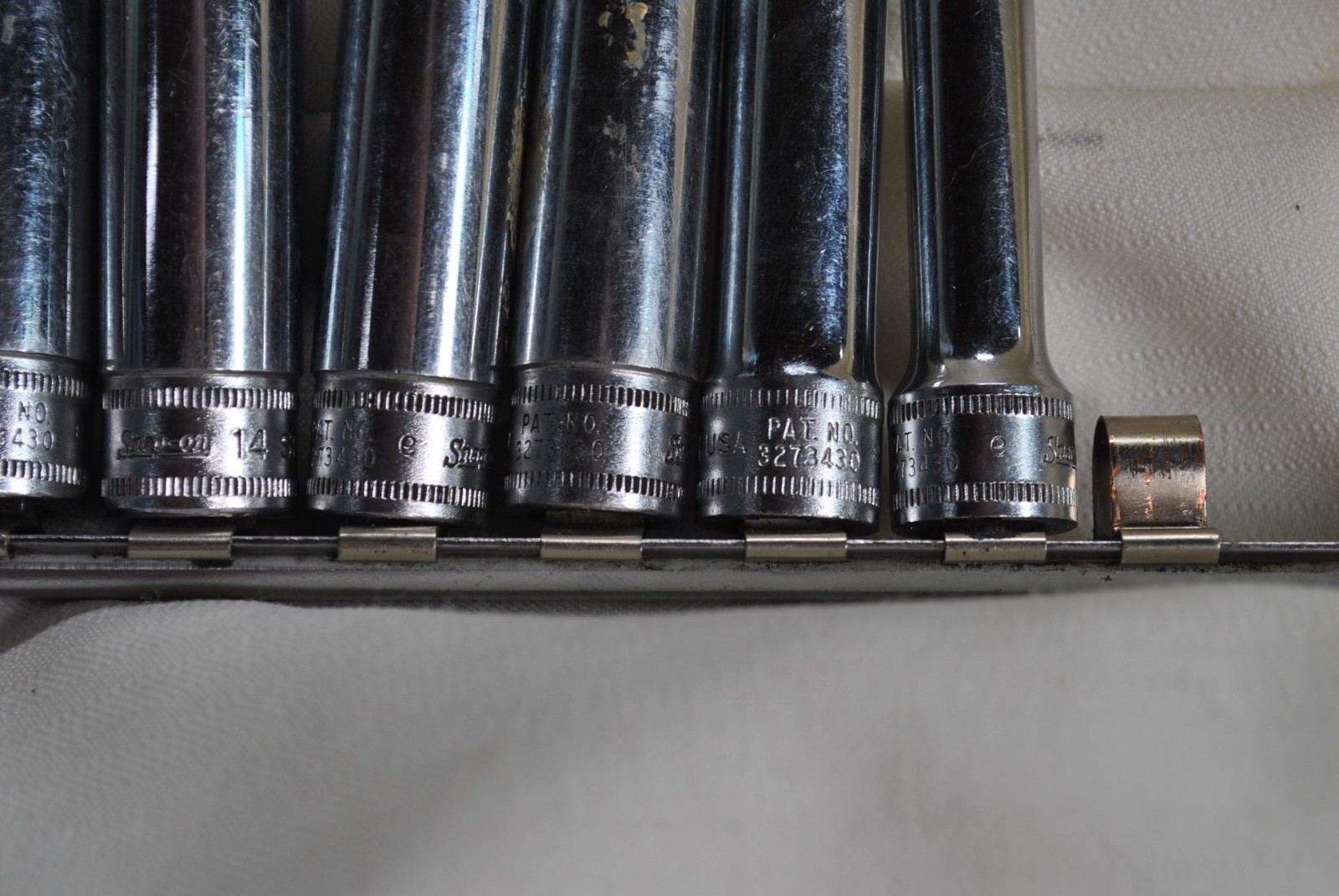 Lot of 9 Snap On 3/8″ Drive 6PT Metric Deep Chrome Socket SFSM9-SFSM19.