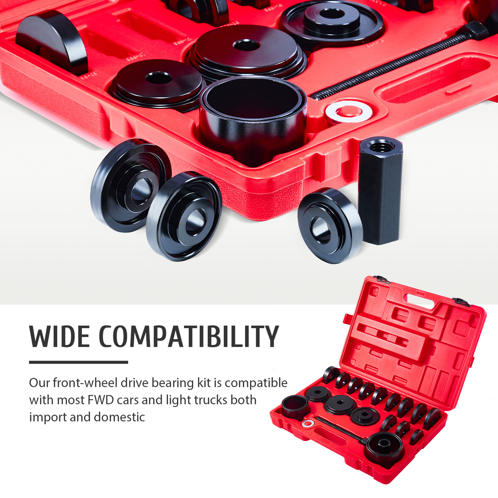 23pcs Front Wheel Bearing Press Kit Removal Adapter Puller Pulley Tool
