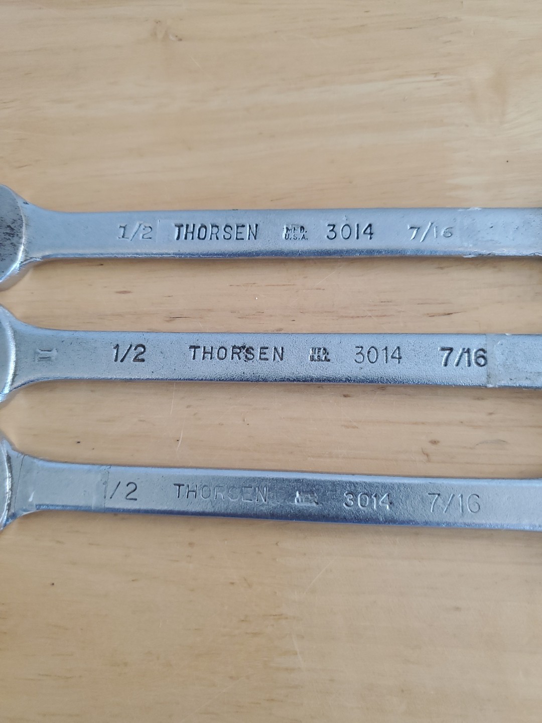 Thorsen Tools (3) 1/2″x 7/16″ Open End Wrench’s #3014 USA Made