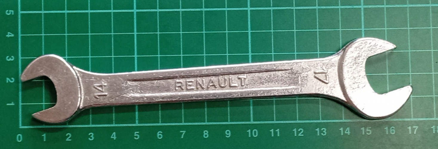 Vintage Renault Tool Kit 14mm x 17mm Open Ended Spanner, Made In France