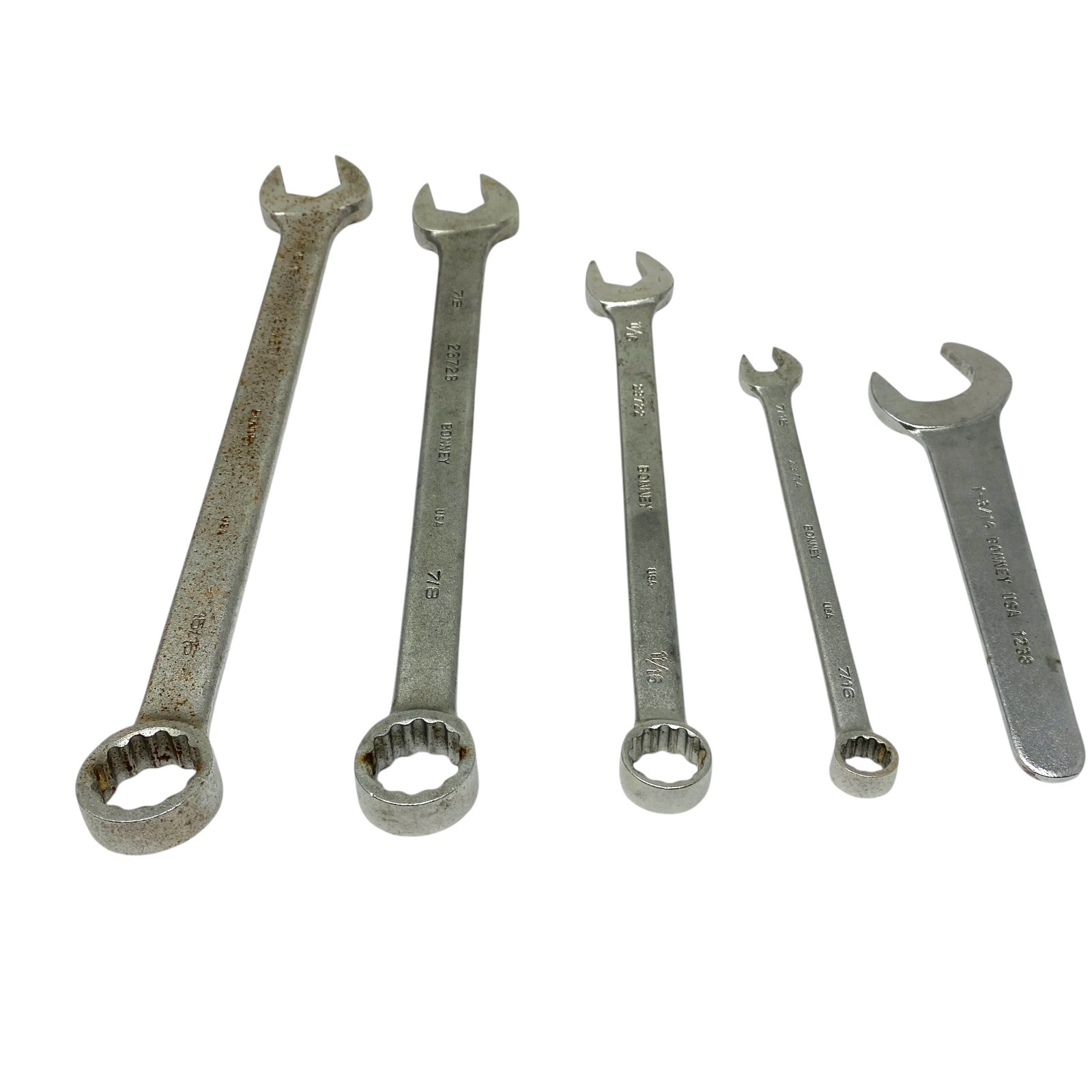 Bonney USA Lot Mixed Combination & Open End Wrench Hand Tool Set, 5 Pcs