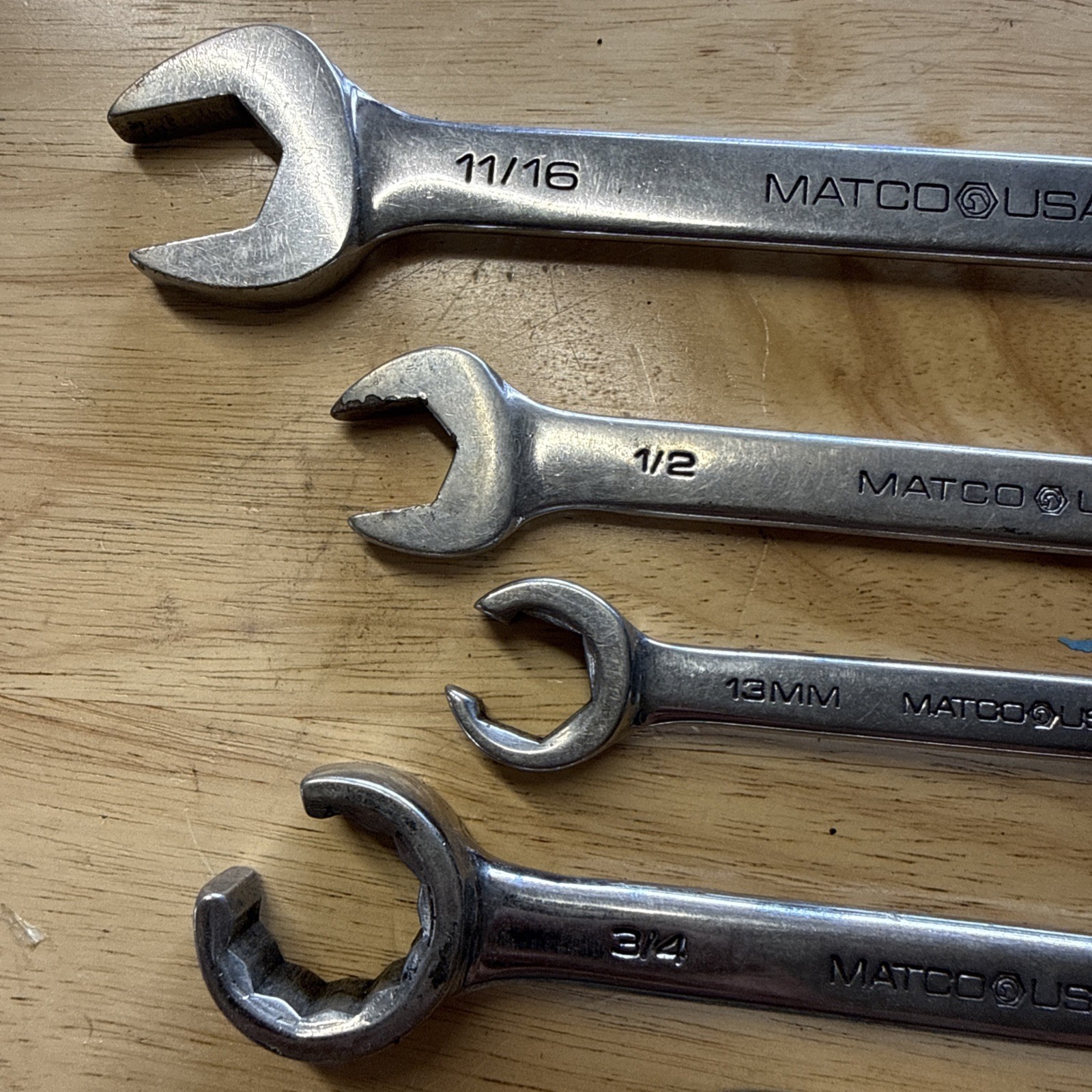 Mixed Set – Wrench- Matco Mac TOOLS Open End And Closed End See Pictures*