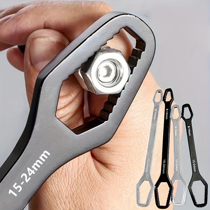 Universal Double Ended Wrench, Self-Tightening 3-17mm Screw Nuts Repair Wrench