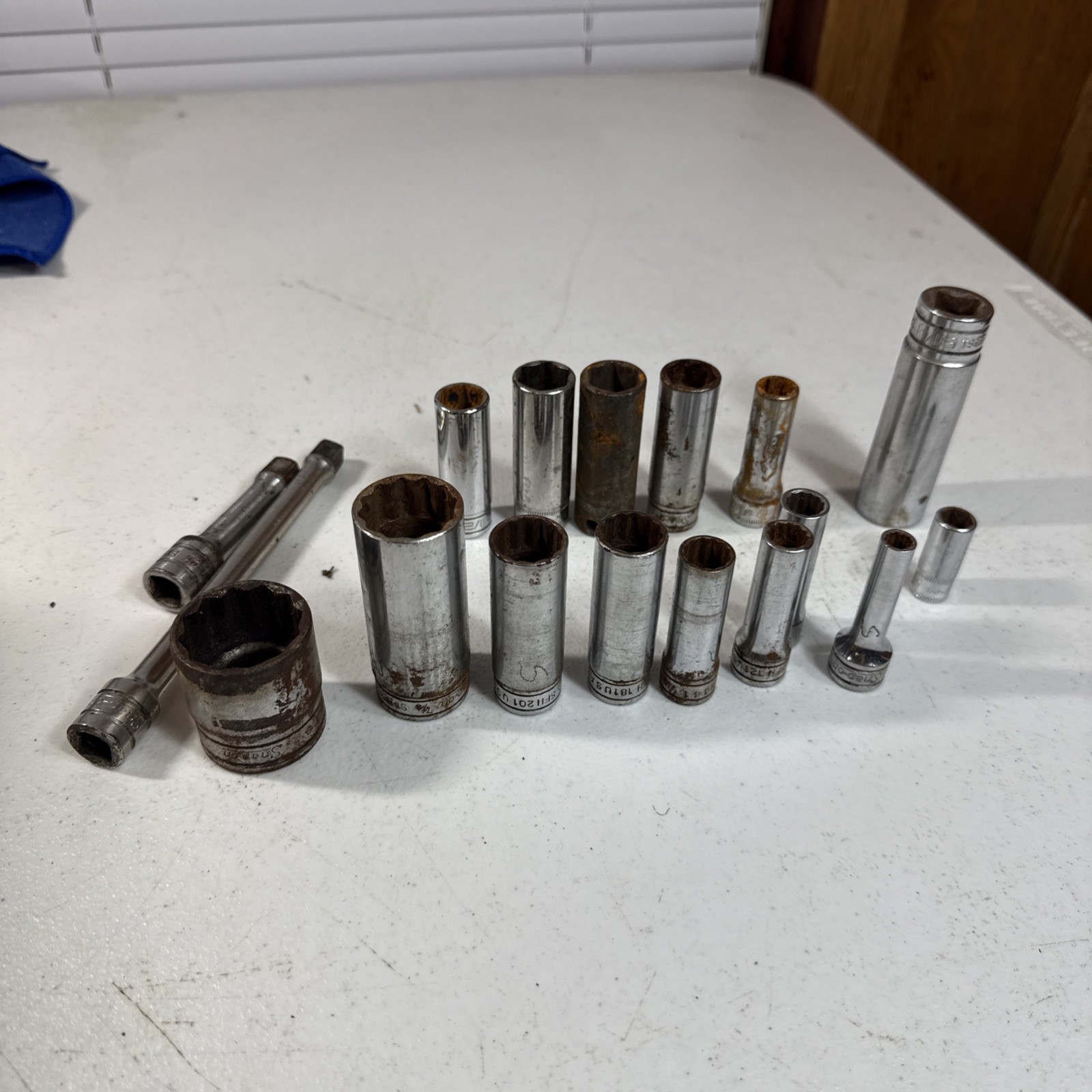 SNAP-ON Socket & Extension (Lot Of 17) 3/8″ Drive Deep SAE Sockets 6 & 12 Pt