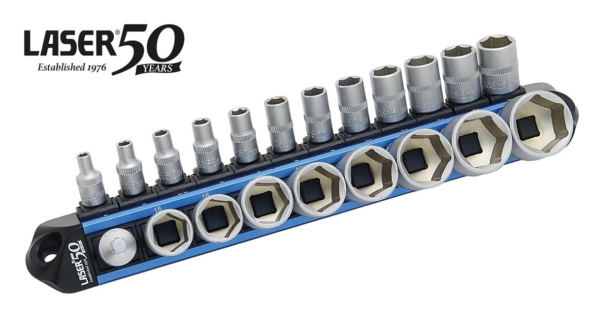 Laser Tools 9330 LocSoc Socket Set 1/4″D & 3/8″D 21 Piece