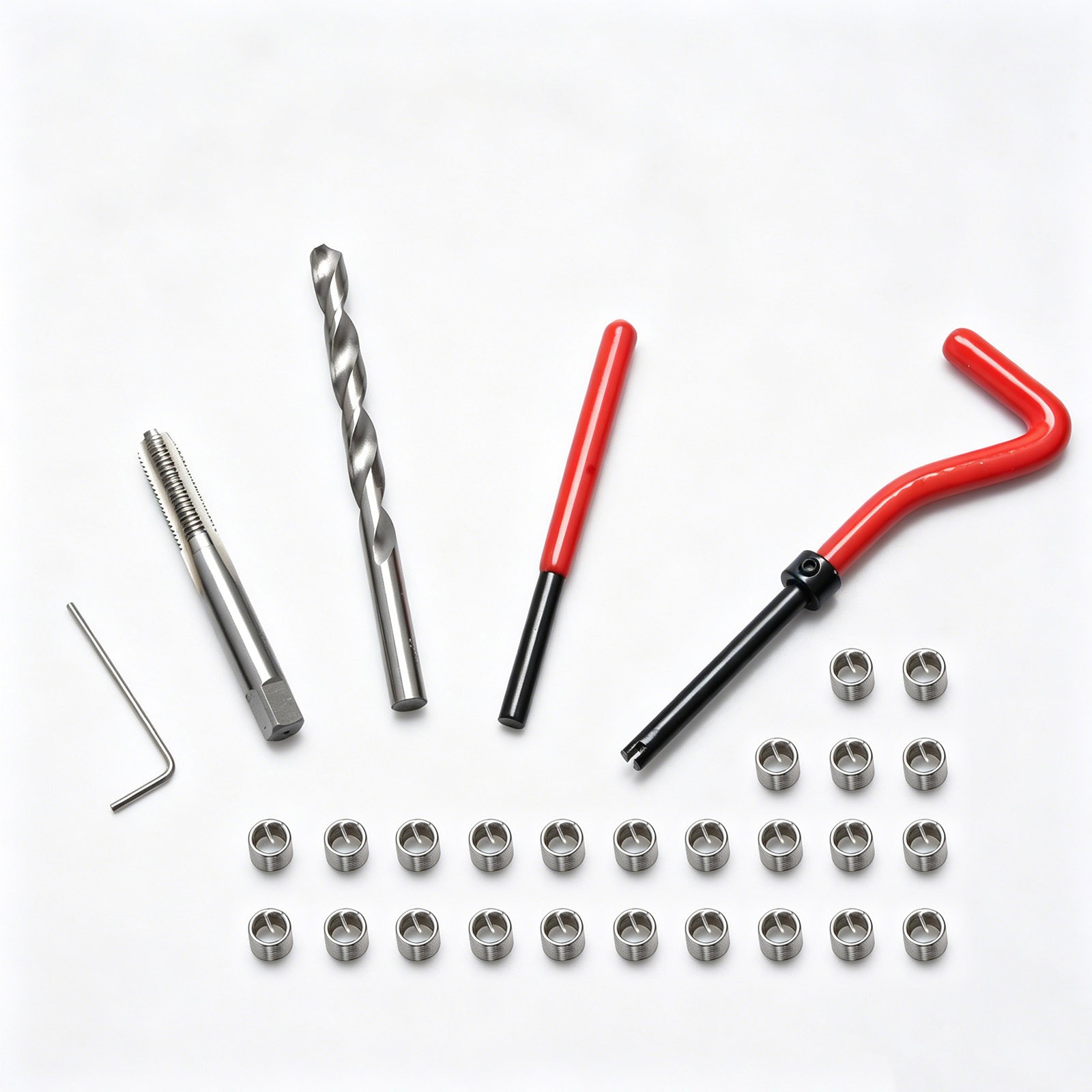 25Pcs M8 x 1.25 Thread Repair Kit for Steel Cast Iron Aluminum with HSS Tap