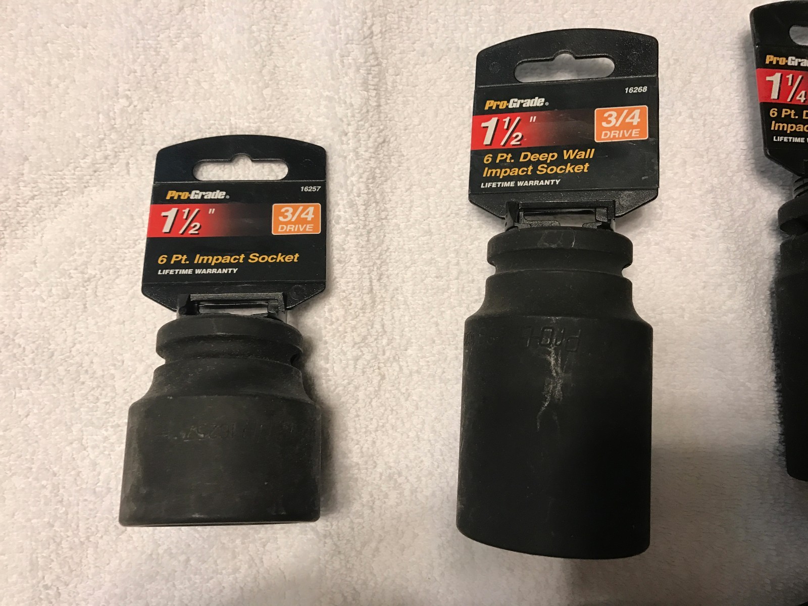 Pro-grade 3/4 drive impact sockets 1 1/2,1 1/4,1 1/8,1 1/16, 1 deep & short well