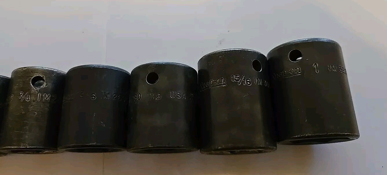Snap On 1/2″ Drive 3/8″-1″ 6PT SAE Shallow Impact Sockets With Rack Lot Of 11