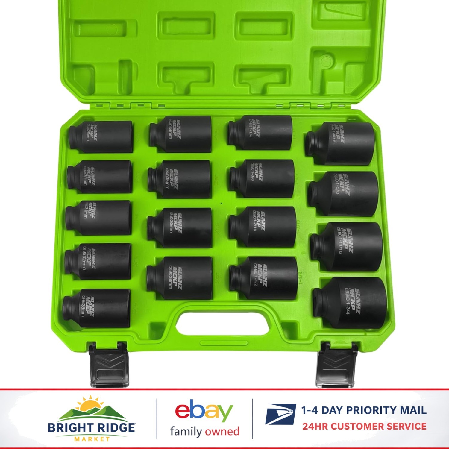 Chrome Molybdenum Steel Deep Impact Socket Set with Corrosion-Resistant Finish