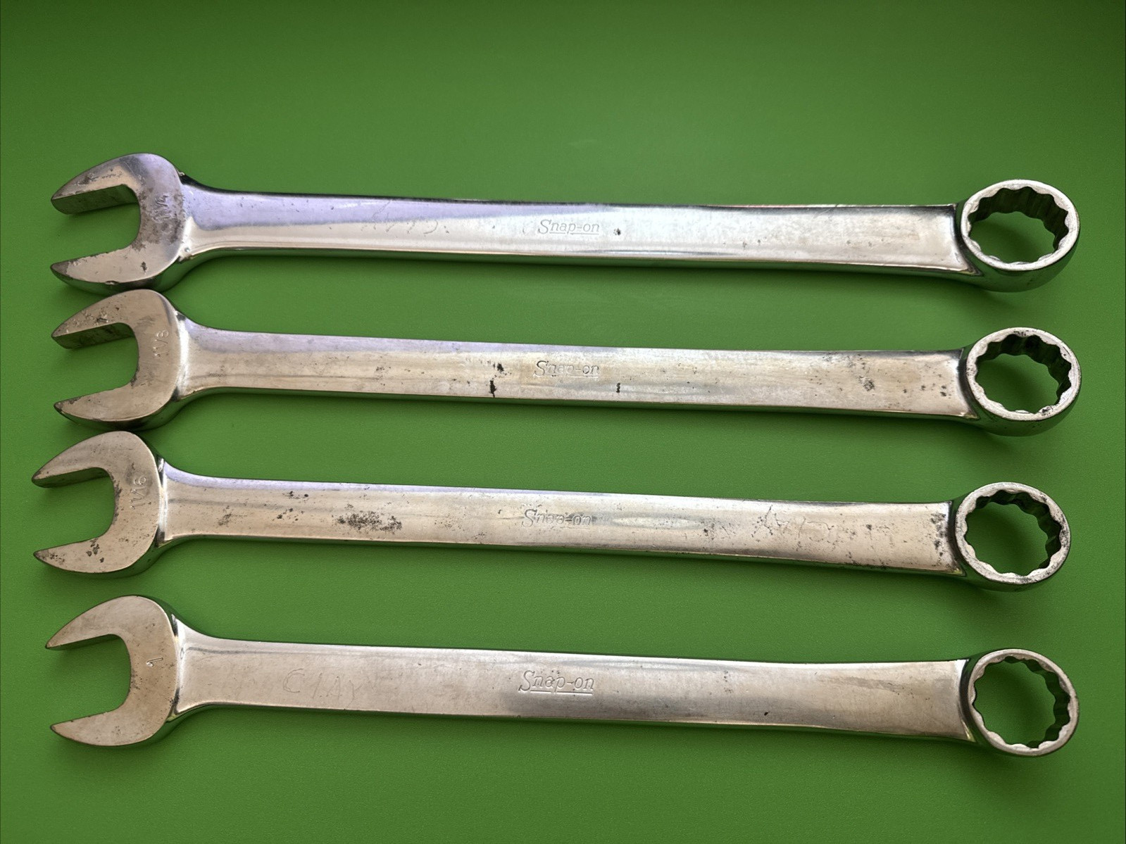 Snap-On USA 4 Piece OEX Series SAE Sz 1″ to 1-1/4″ Combination Wrench Set READ