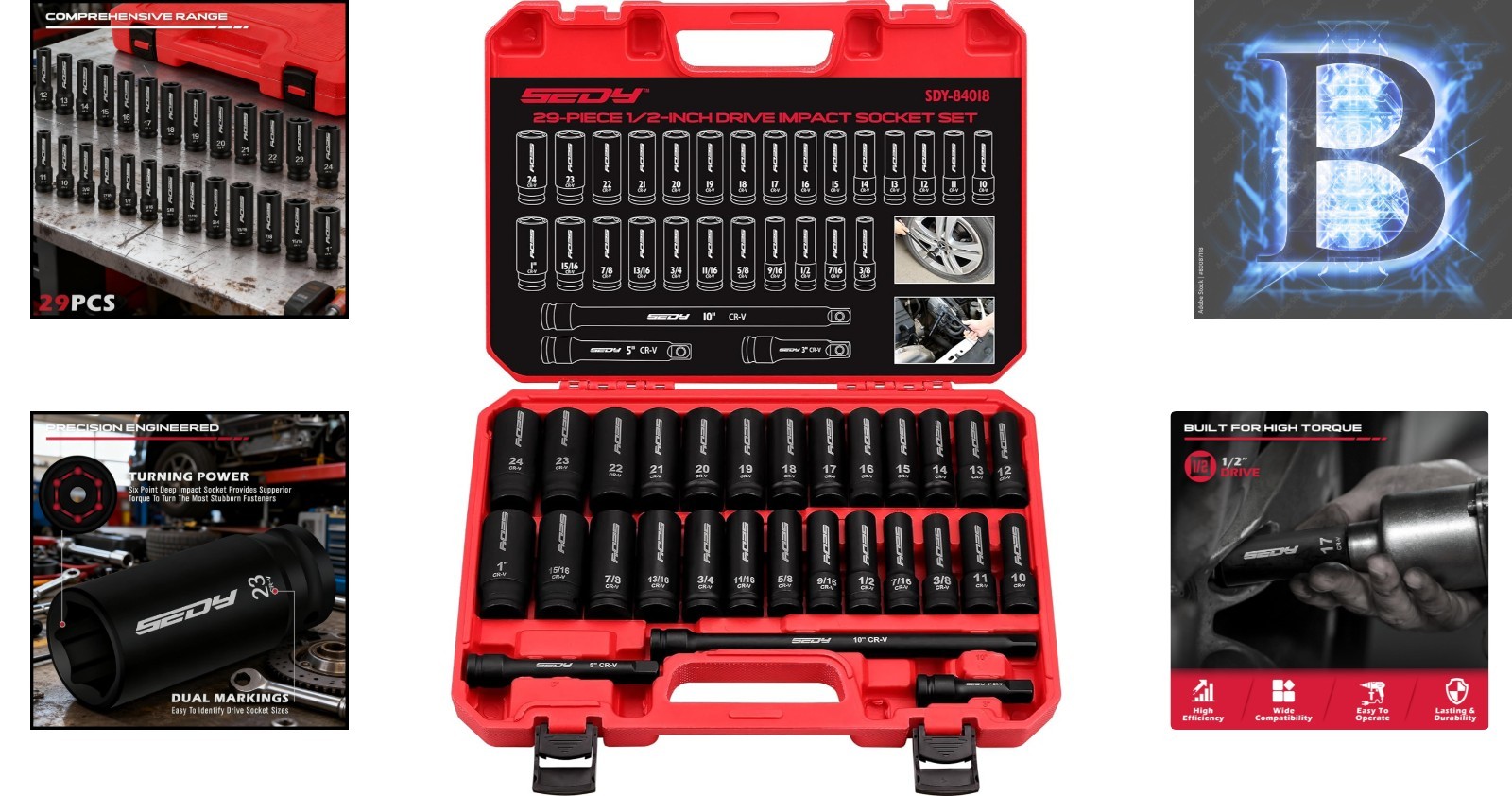 Complete 1/2″ Drive Socket Set – 29-Piece Impact Tools for DIY and Professionals