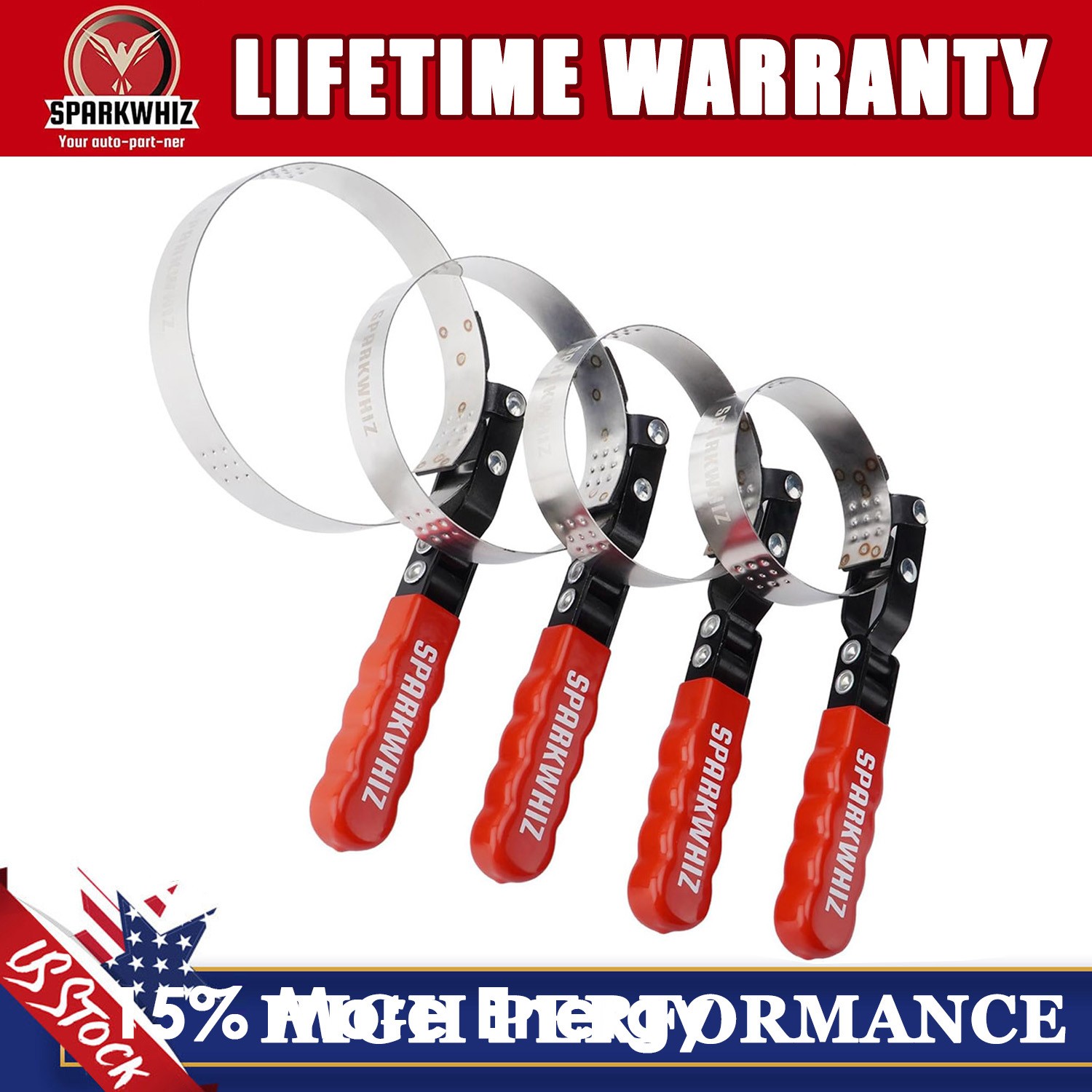 SPARKWHIZ Swivel Oil Filter Strap Removal Wrench Set 4 Piece 2-3/4″ 5-1/4″ NEW