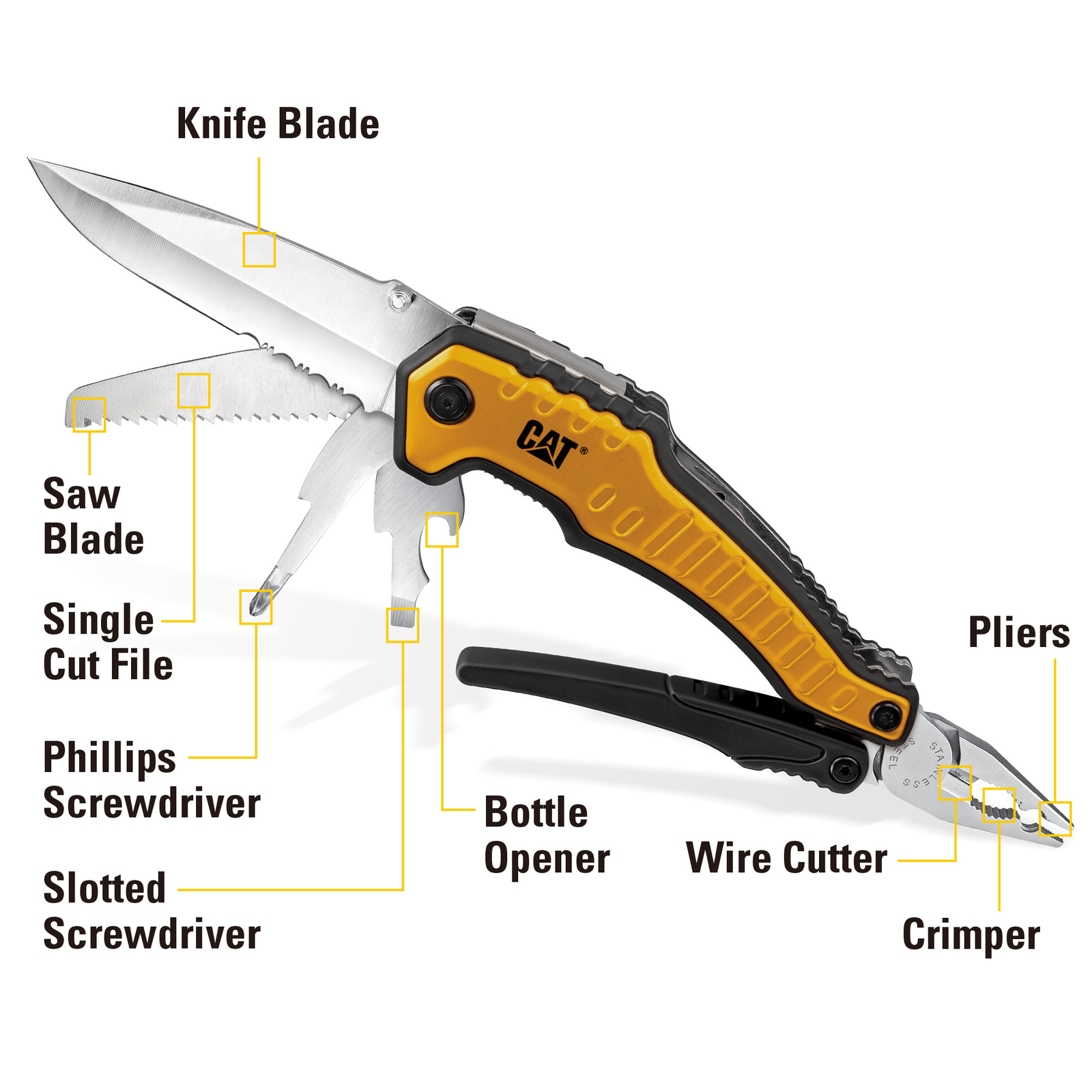 Cat 2 Piece XL Multi-Tool and Multi-Tool Key Chain with Light Gift Box Set –
