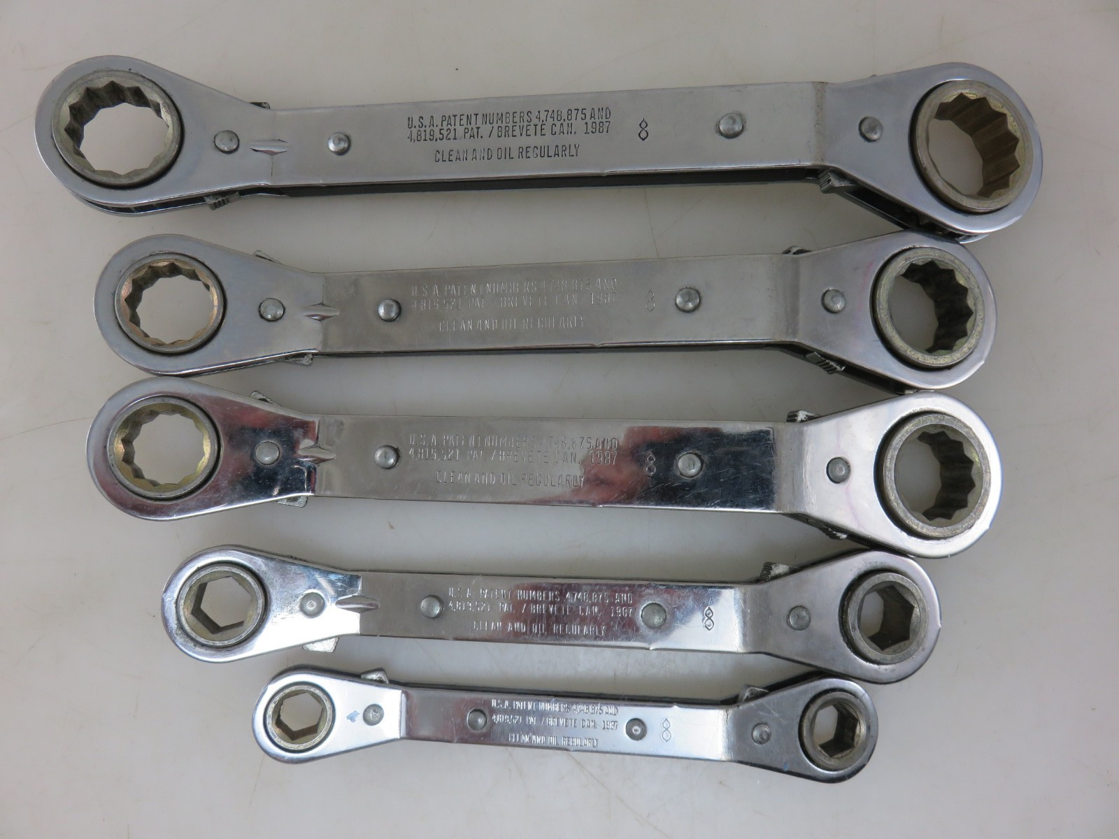 MAC Tools METRIC Offset Reversible Ratcheting Double Box End Wrench 5pc Set