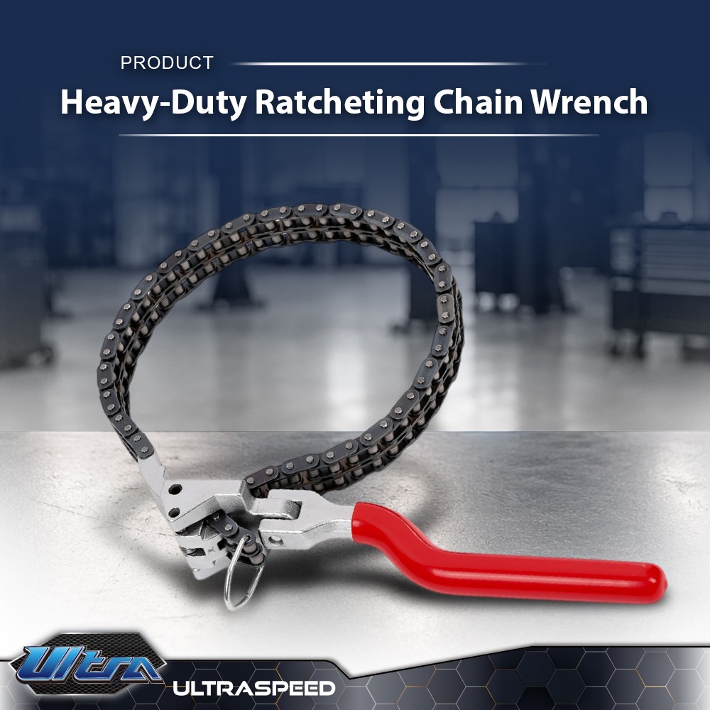 Ratcheting Chain Wrench Oil Filter Change Pipe Fittings 60-160mm Heavy-Duty