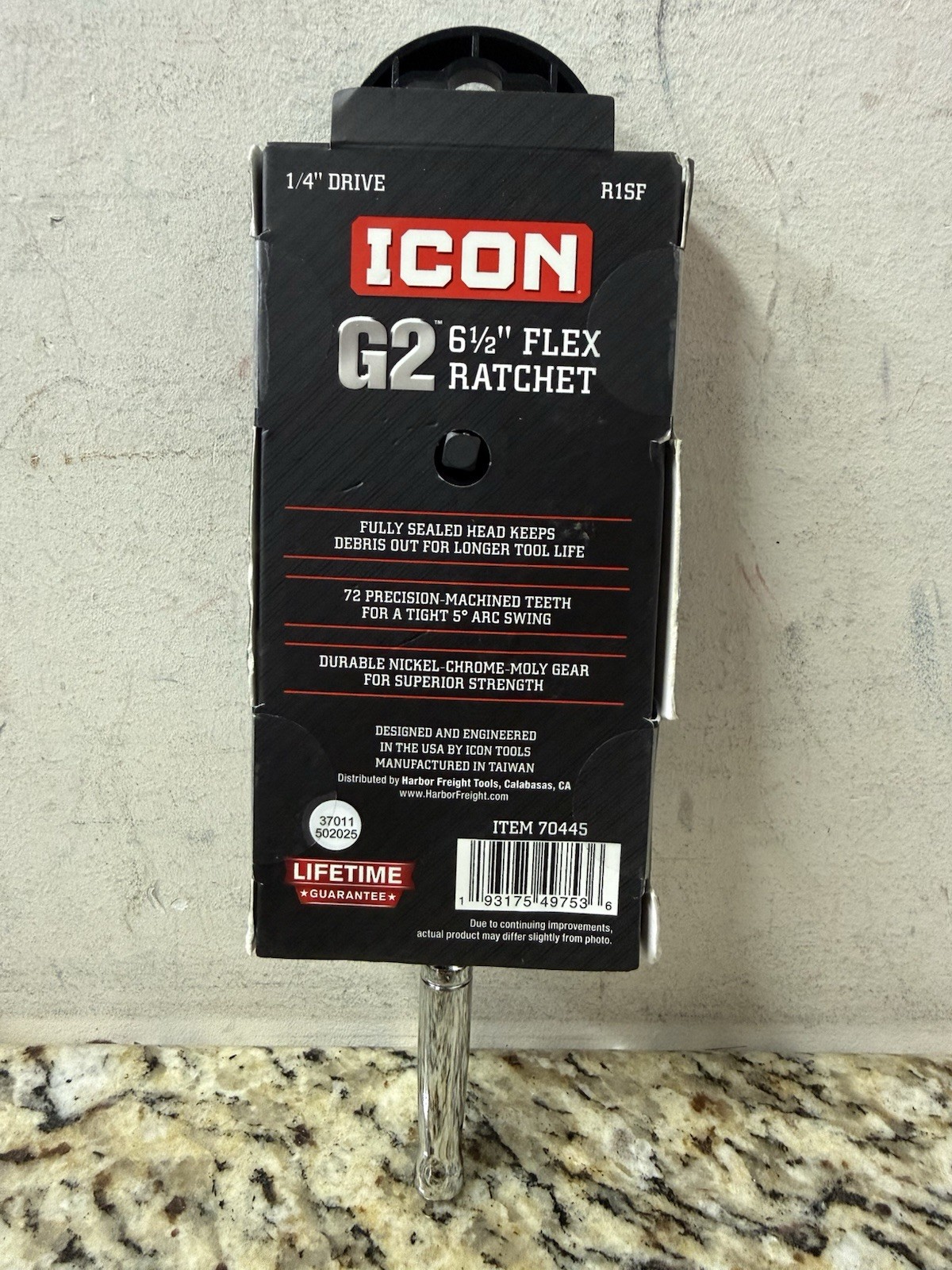 ICON 1/4 in. Drive Ratchet w/ Standard Grip R1SF ~ 6 1/2″ Flex Head 70445
