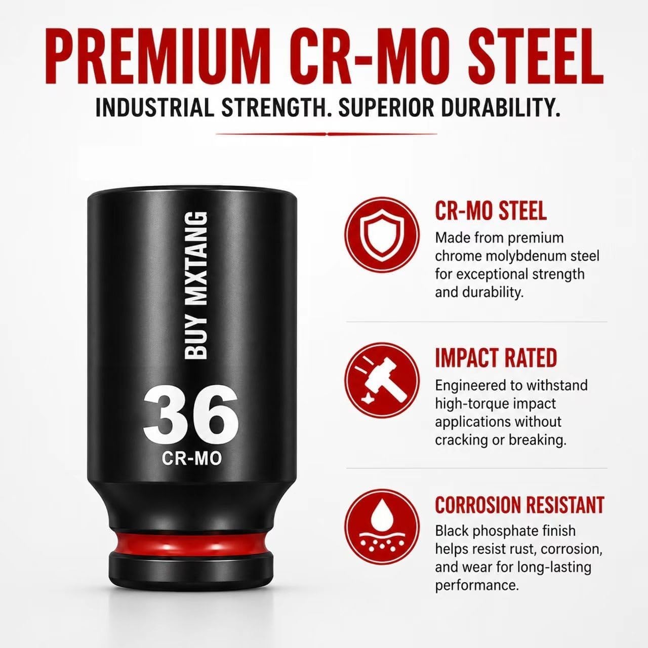 Versatile 12-Piece Cr-Mo Deep Impact Socket Set for Automotive & Construction