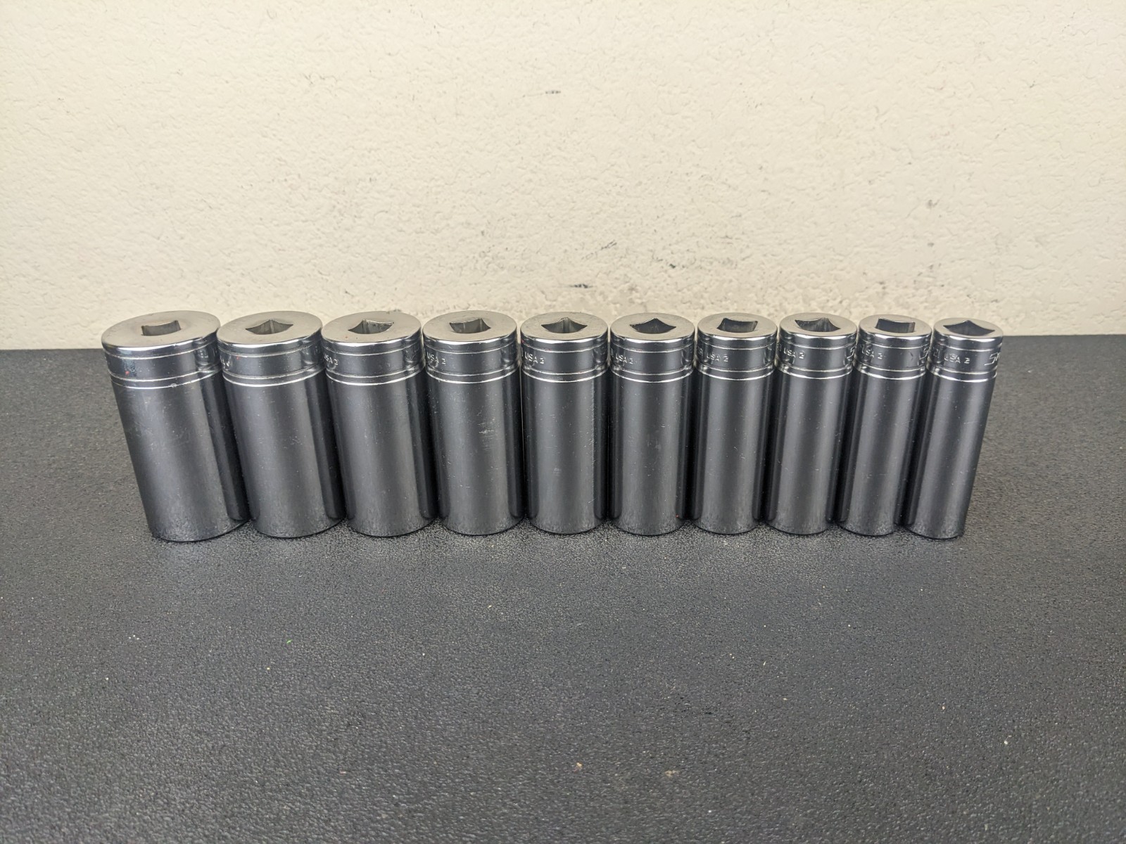 #af708 Snap On Tools NEW 1/2″ Drive Deep Socket Set SAE Chrome 6 Point 1-1/4″