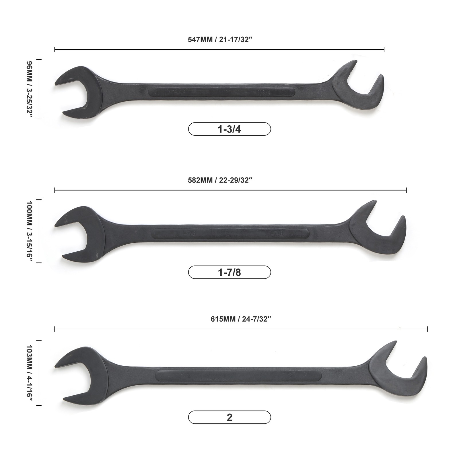 6pc Jumbo SAE Raised Panel Black Oxide Angle Wrench Tool Set Heat-treated B0541
