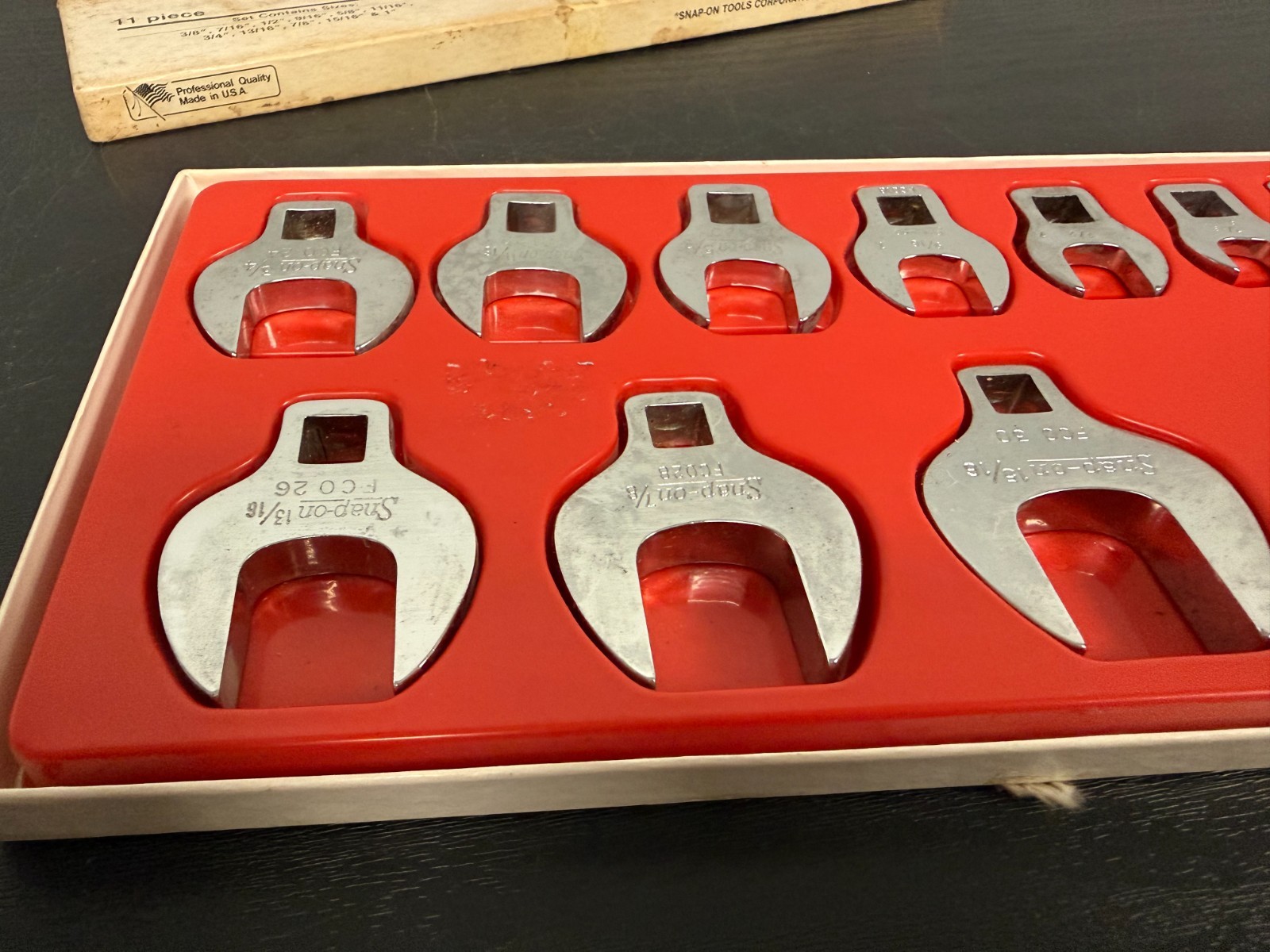 Vintage Snap On Tools 3/8″ Drive Crowfoot Set (3/8 Thru 1 IN.) Part #211FCO