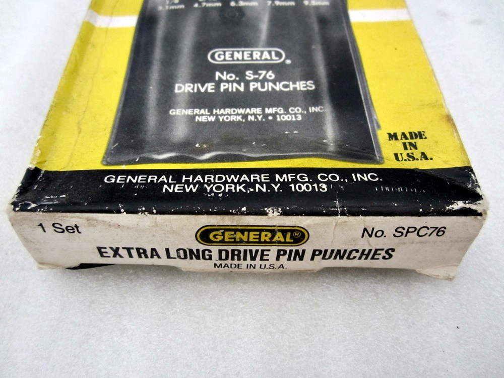 Vintage General Tools 5pc Drive Pin Punch Set SPC-76 Made in USA