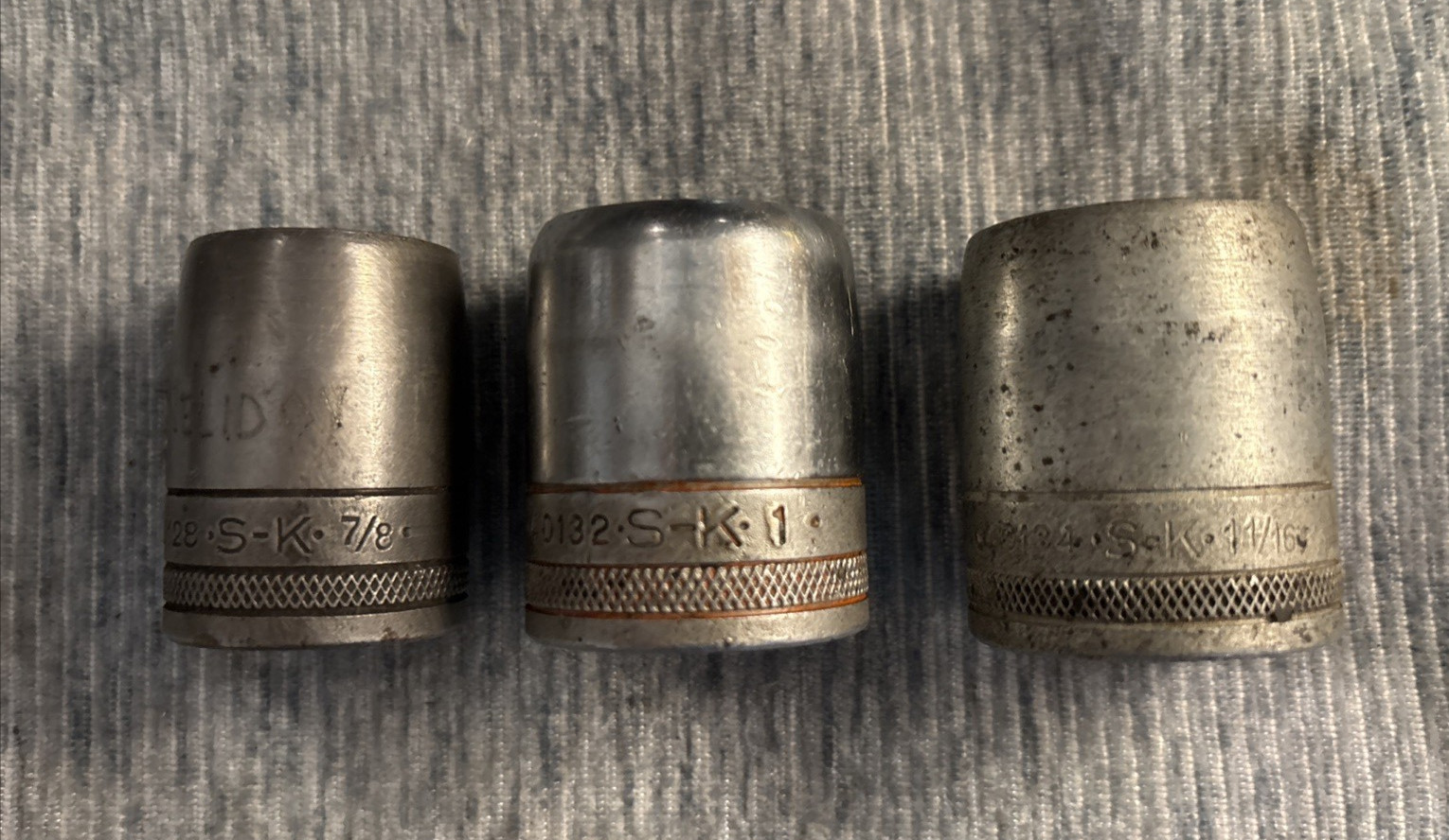 Vintage Knurled S-K (SK) Socket Lot – 1/2 Drive SAE 10 PCs – 7/16” to 1 1/16”