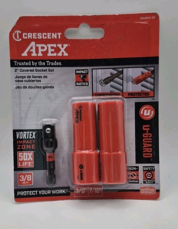 Crescent Apex – Non Marring 3/8″, 7/16″, Impact Sockets With 3/8″ Adapter