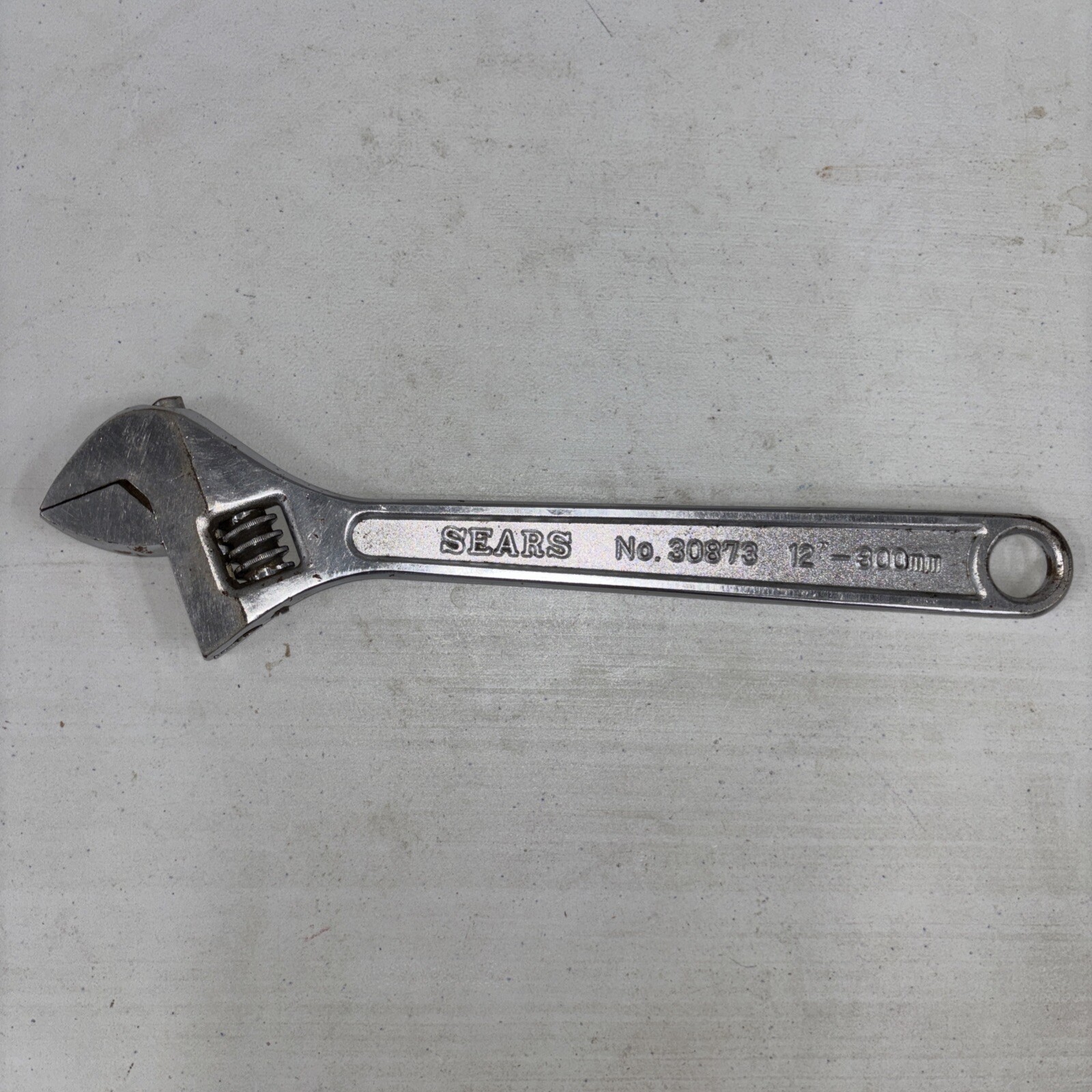 Vintage Sears 12 Inch Adjustable Wrench No. 30873 Forged Chrome Vanadium