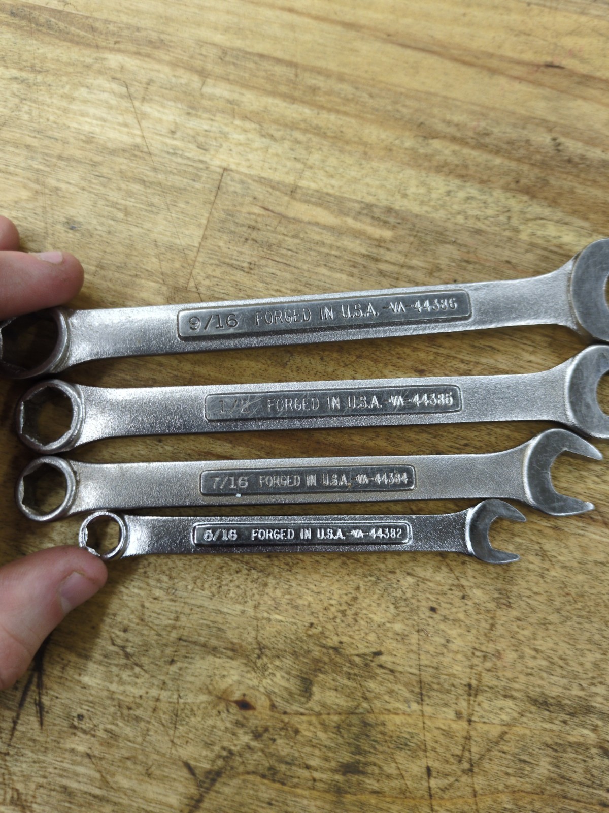 (4) Craftsman Sae 6 PT Combination Wrench Lot 5/16,7/16,1/2,9/16USA Made VA