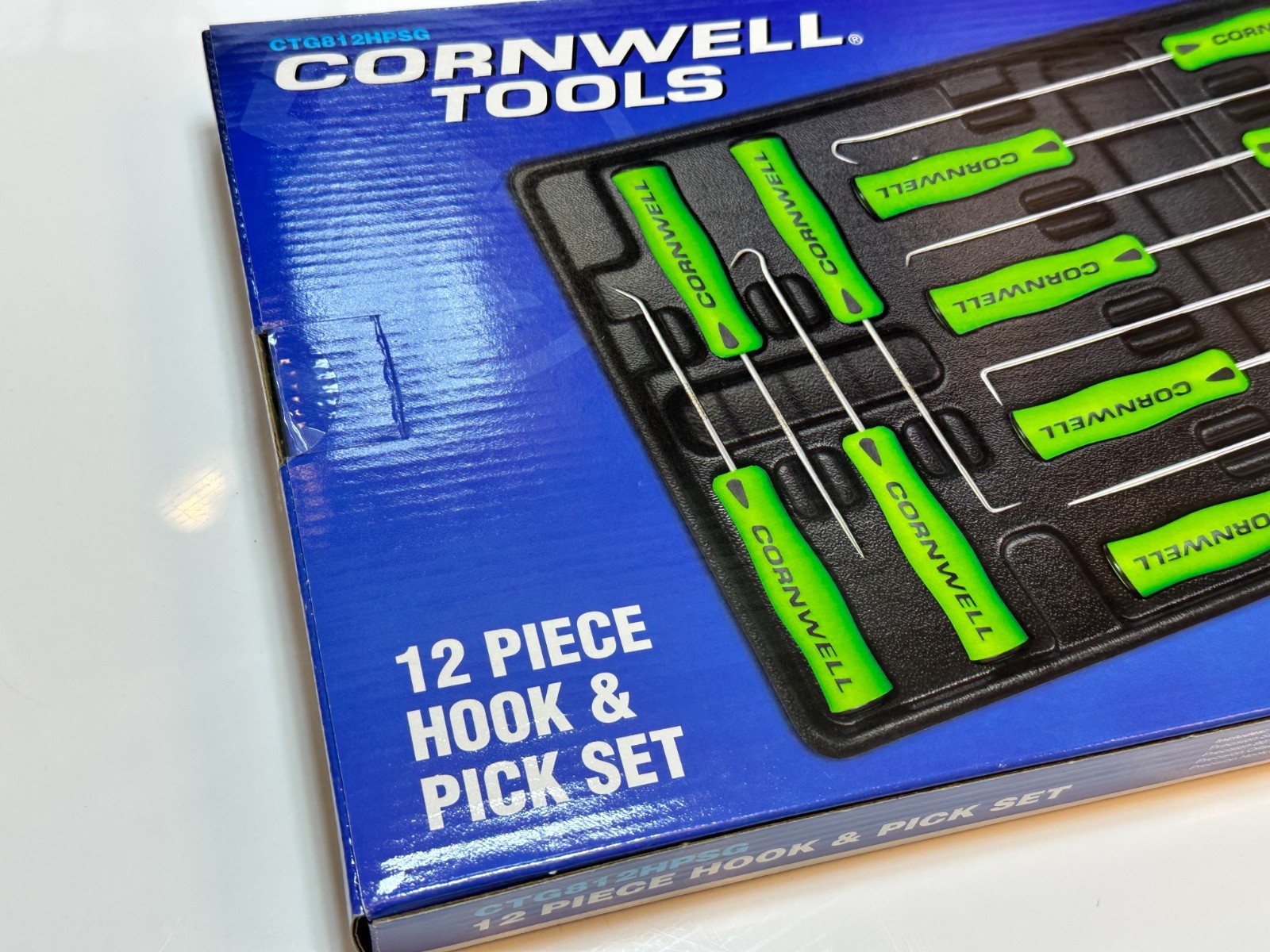 NEW Cornwell Tools CTG812HPSG 12pc Hook & Pick Set, NEON GREEN Soft Grip Handle