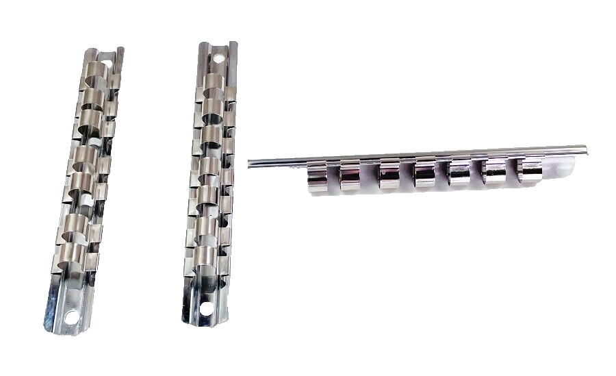 3 Pack 3/8 inch Drive Heavy Duty Steel Rail Holder Organizer for 3/8″ Sockets