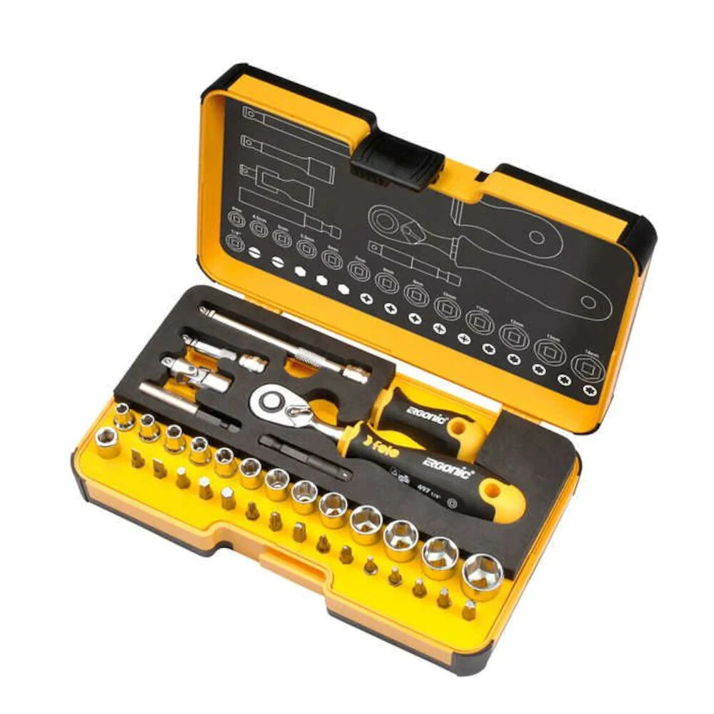 Felo 1/4-in R-GO Imperial Ergonic Ratchet & Stubby Multi-Tools Set – 36-Piece