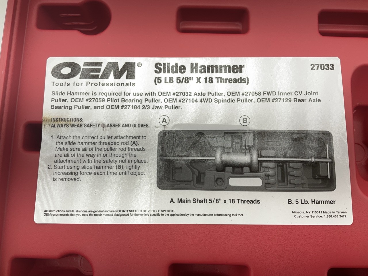 USED #13 – OEM Tools 27033 5-Pound Slide Hammer