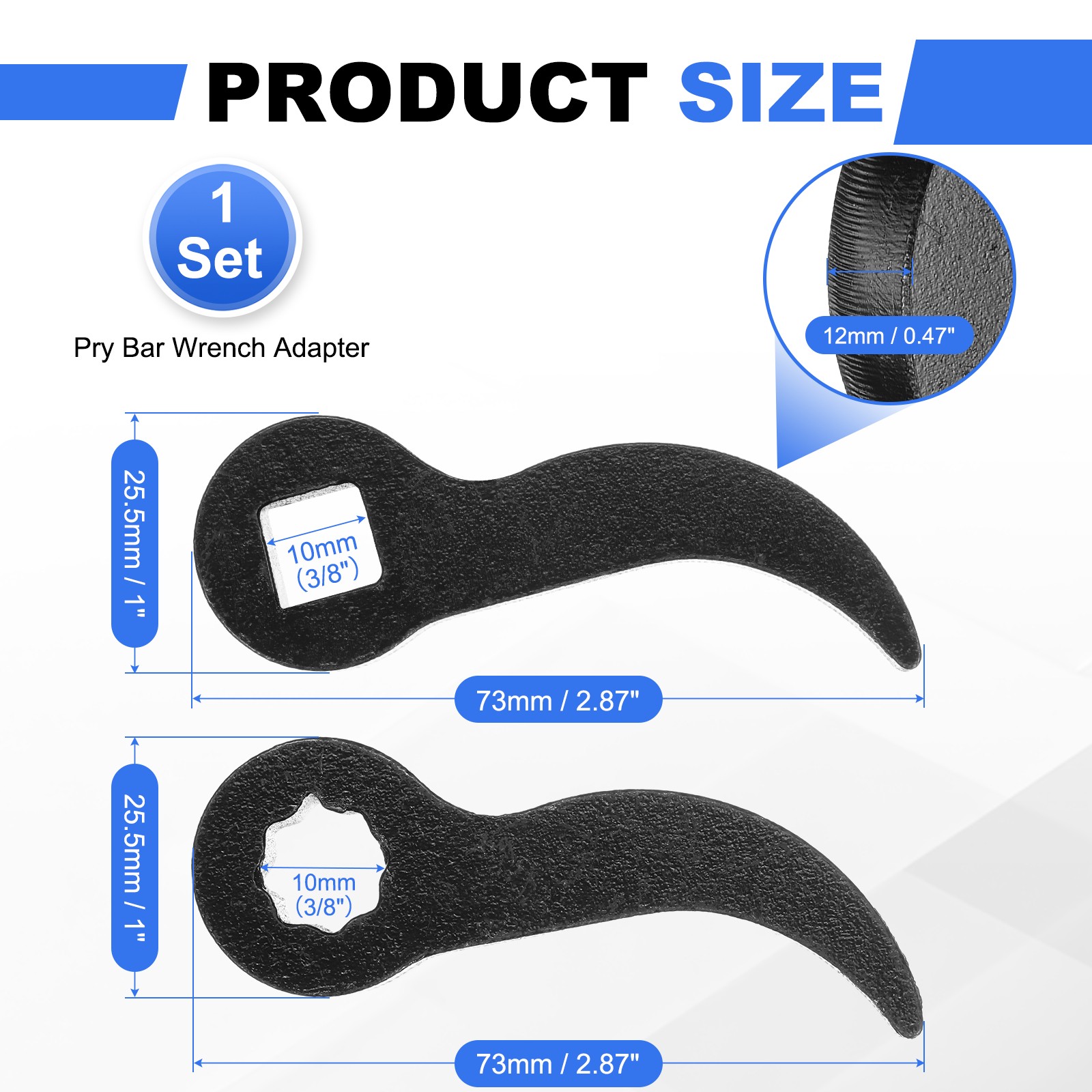 2PCS Pry Bar Wrench Adapter, 3/8″ D Square Star-shaped Carbon Pry Bar Wrench