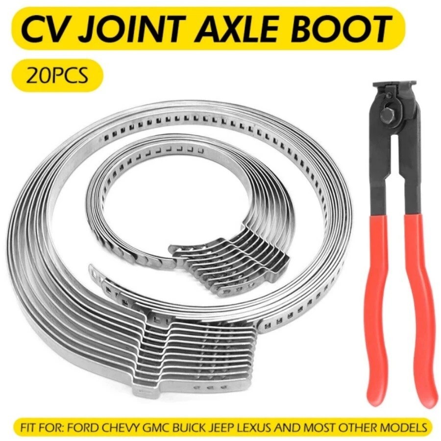 CV Joint Axle Boot Clamp Pliers Tool w/20 Crimp Bands Replace For Auto / ATV US
