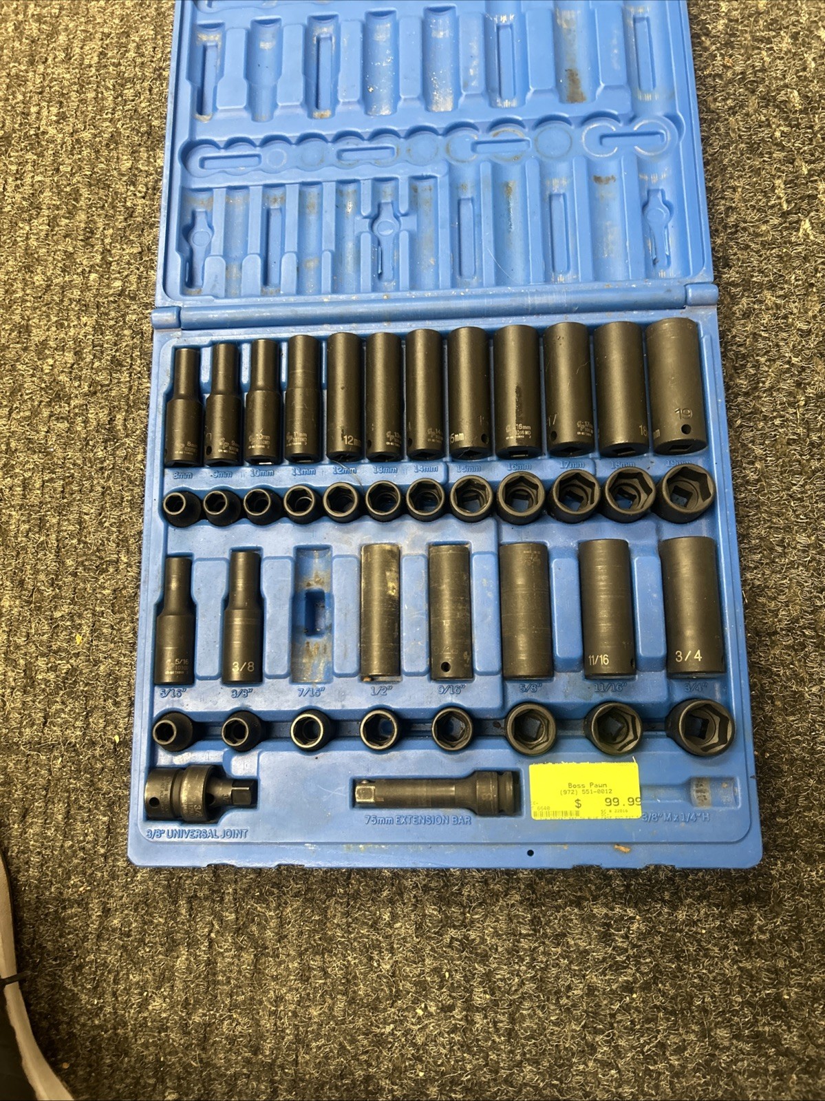 Grey Pneumatic 3/8″ Drive SAE & Metric Impact Socket Set, 6-Point 1243RD