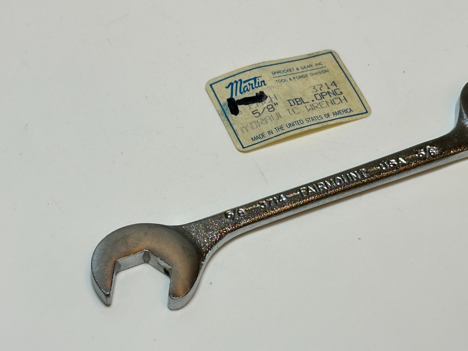 NOS Fairmount USA (Martin Sprocket & Gear) 3714 5/8” SAE Hydraulic Angle Wrench