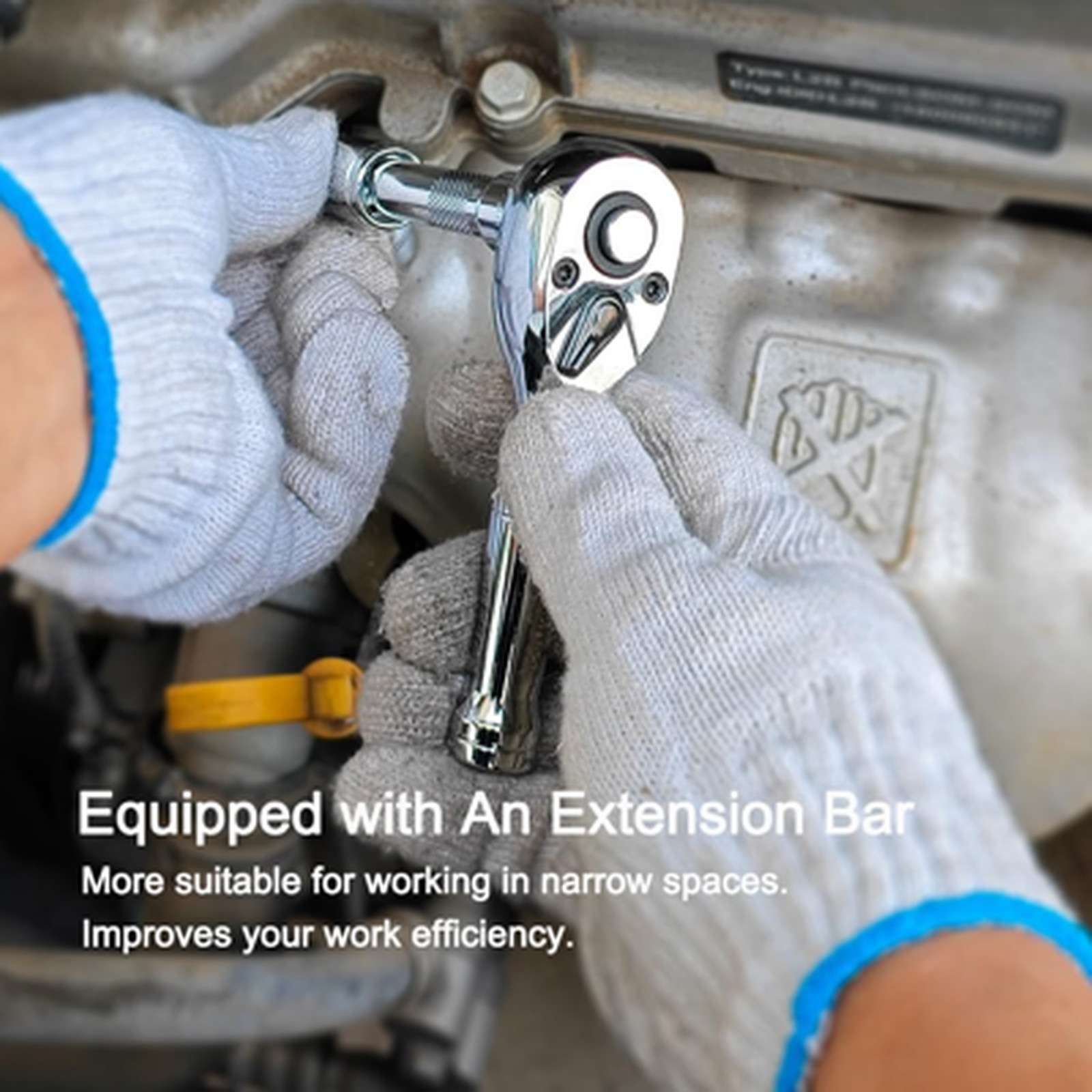 3/8 Inch Drive Ratchet Wrench Chrome Vanadium 72-Tooth Stubby Extension Bar