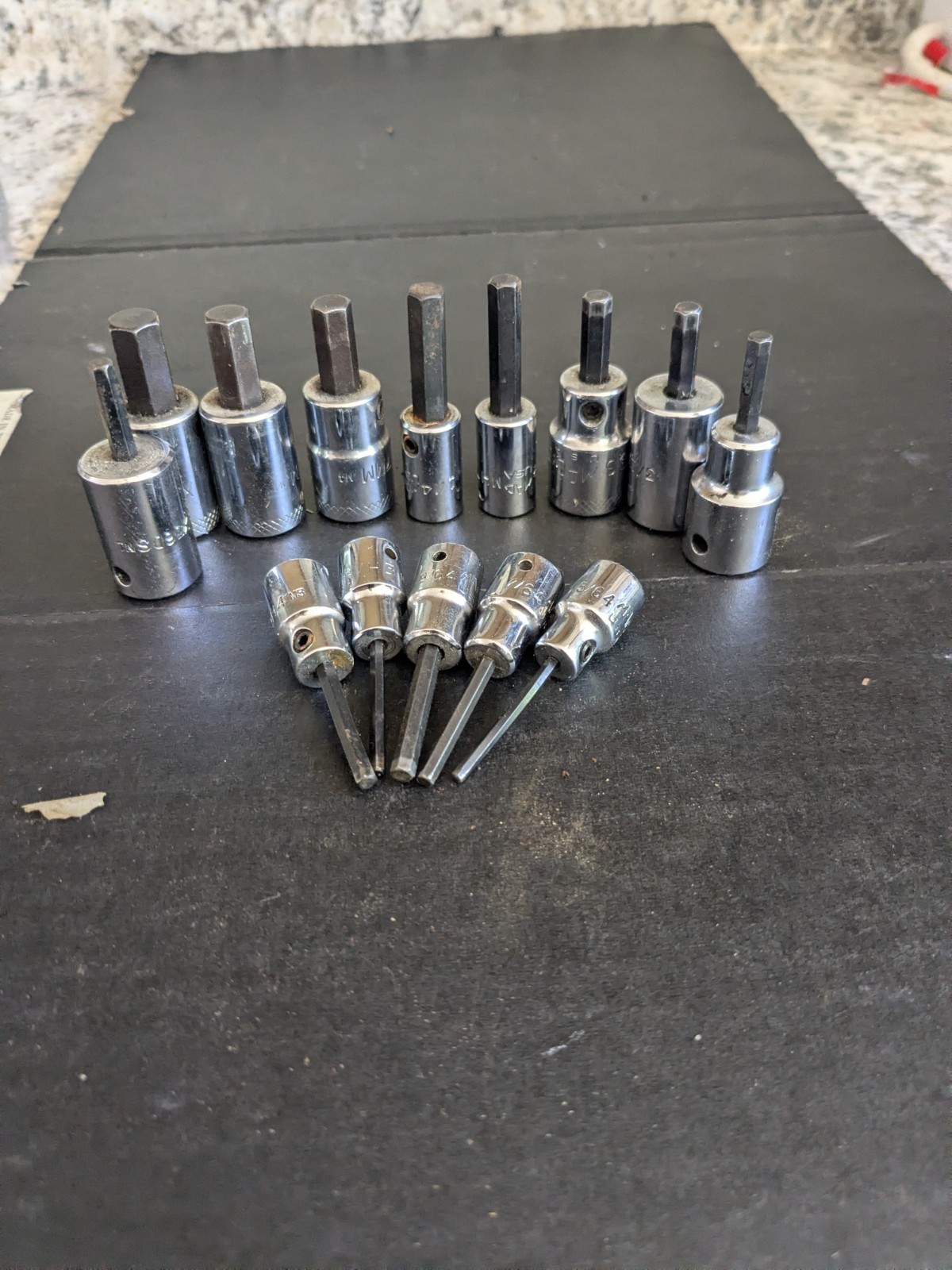 14 MAC Tools Hex Head Sockets Mixed Lot SAE MM 3/8″ & 1/4″ Drive USA Made Tools
