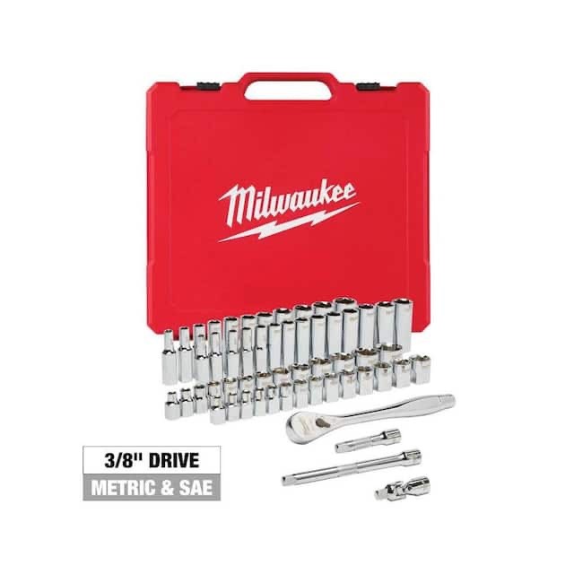 3/8″ Drive 56pc Ratchet & Socket Set – SAE & Metric Milwaukee Tool 48-22-9008