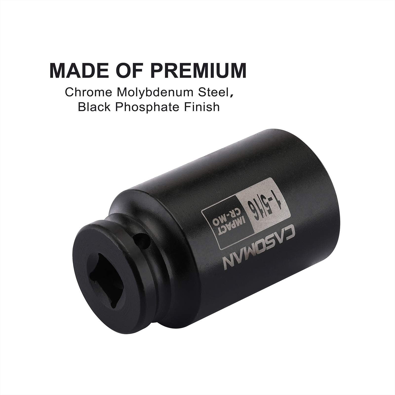 CASOMAN 1/2-Inch Drive 6-Point Deep Impact Socket- 1-5/16» 33.34 mm (Deep)