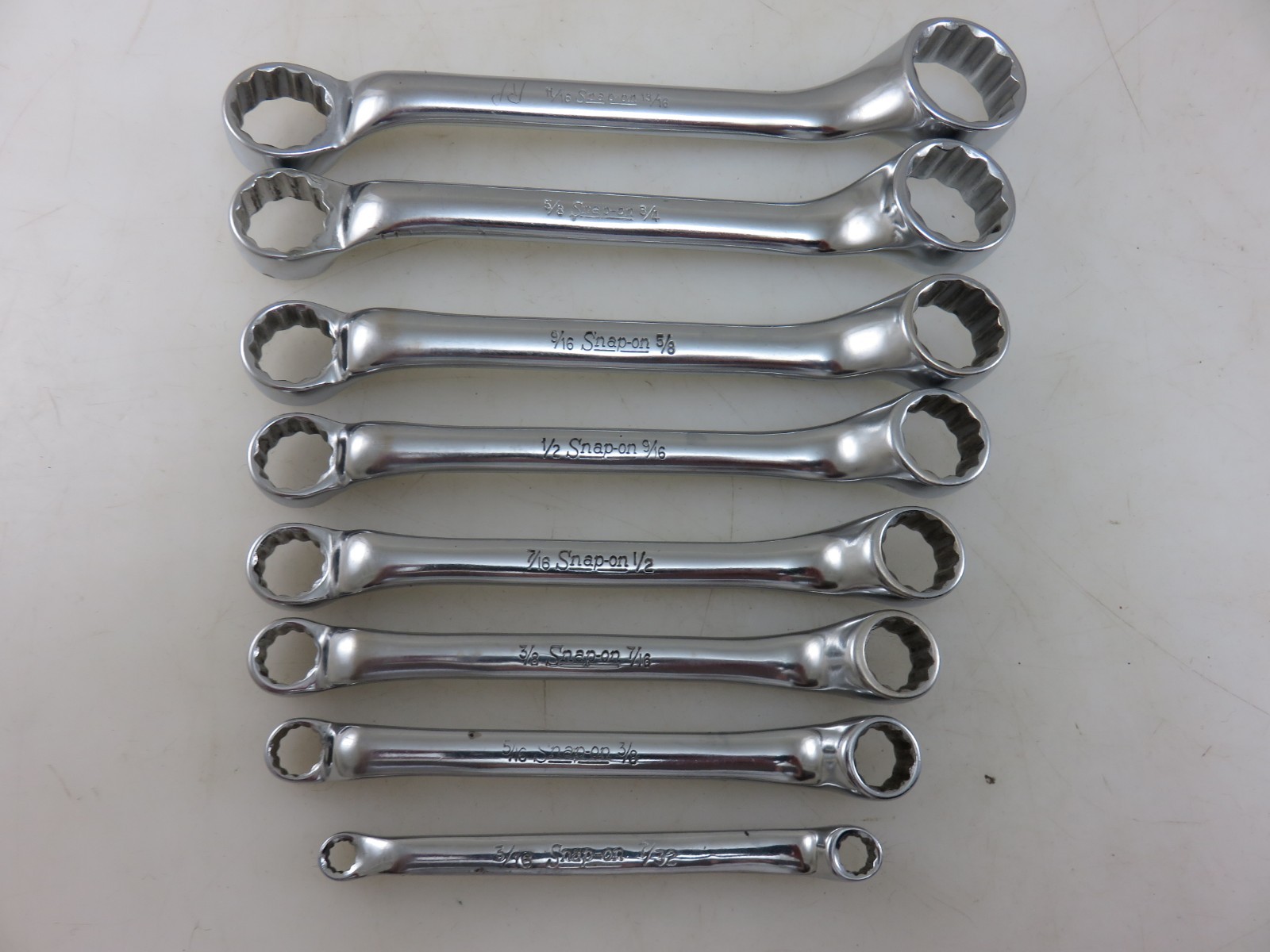 Snap-On XS SHORT Offset Box End Wrench 8pc Set 3/16″-13/16″ **NO 1/4″ x 5/16″*