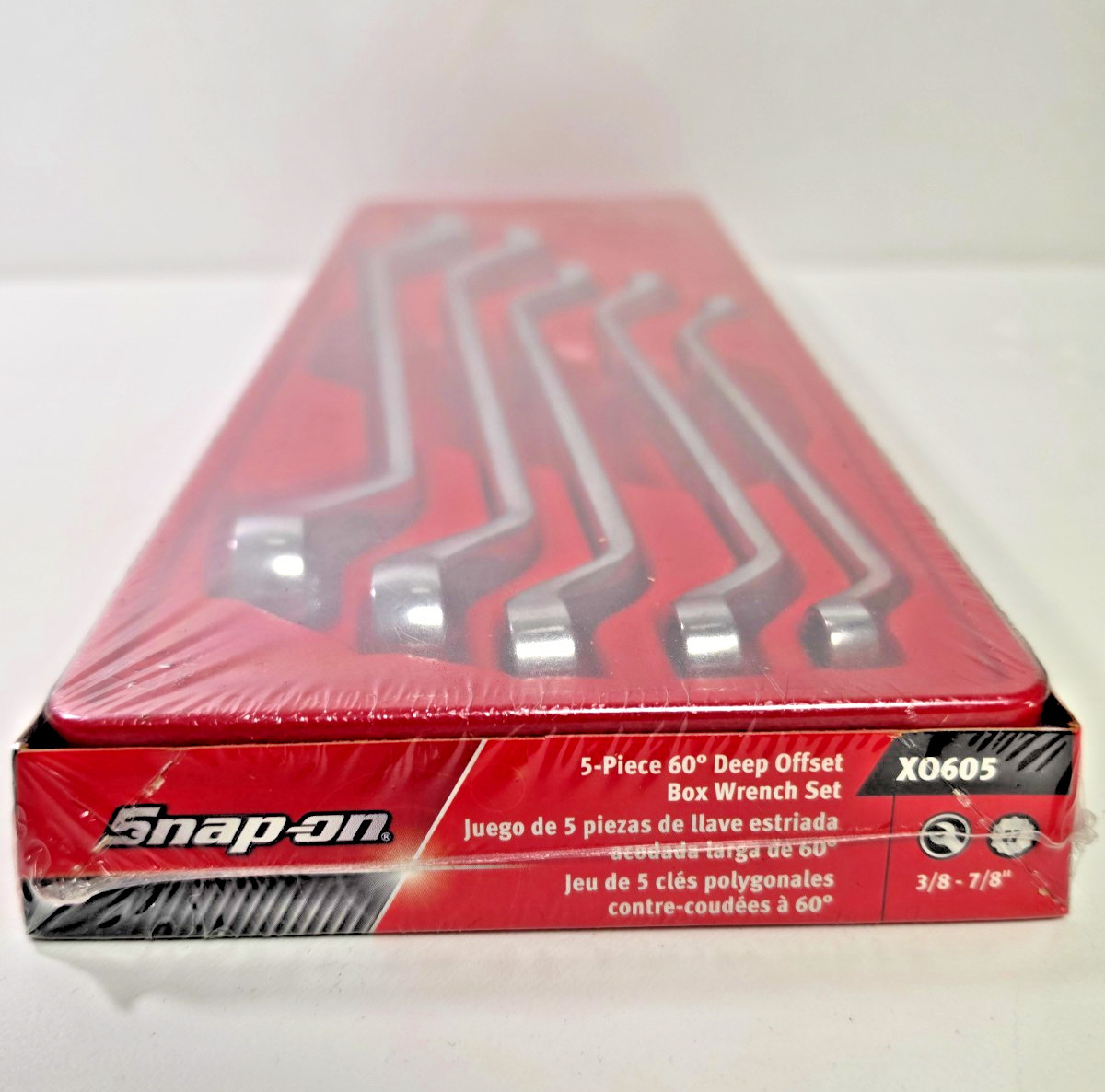 Snap-On XO605 5 Piece 12-Point SAE 60° Deep Offset Box Wrench Set 3/8″-7/8″ NEW!