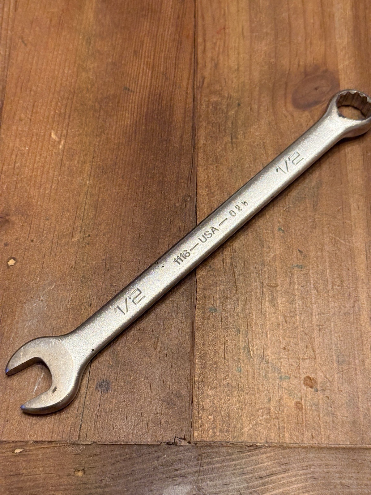 Vintage 7» Long Wright Tool 1/2″ Combination Wrench 1116 Satin – Made in USA